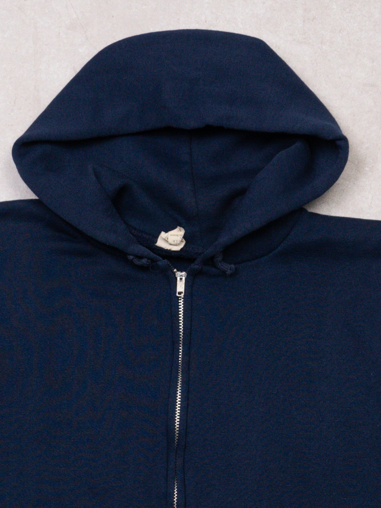 Vintage 80s Discus Athletics Navy Blue Zip Up Hoodie (M)