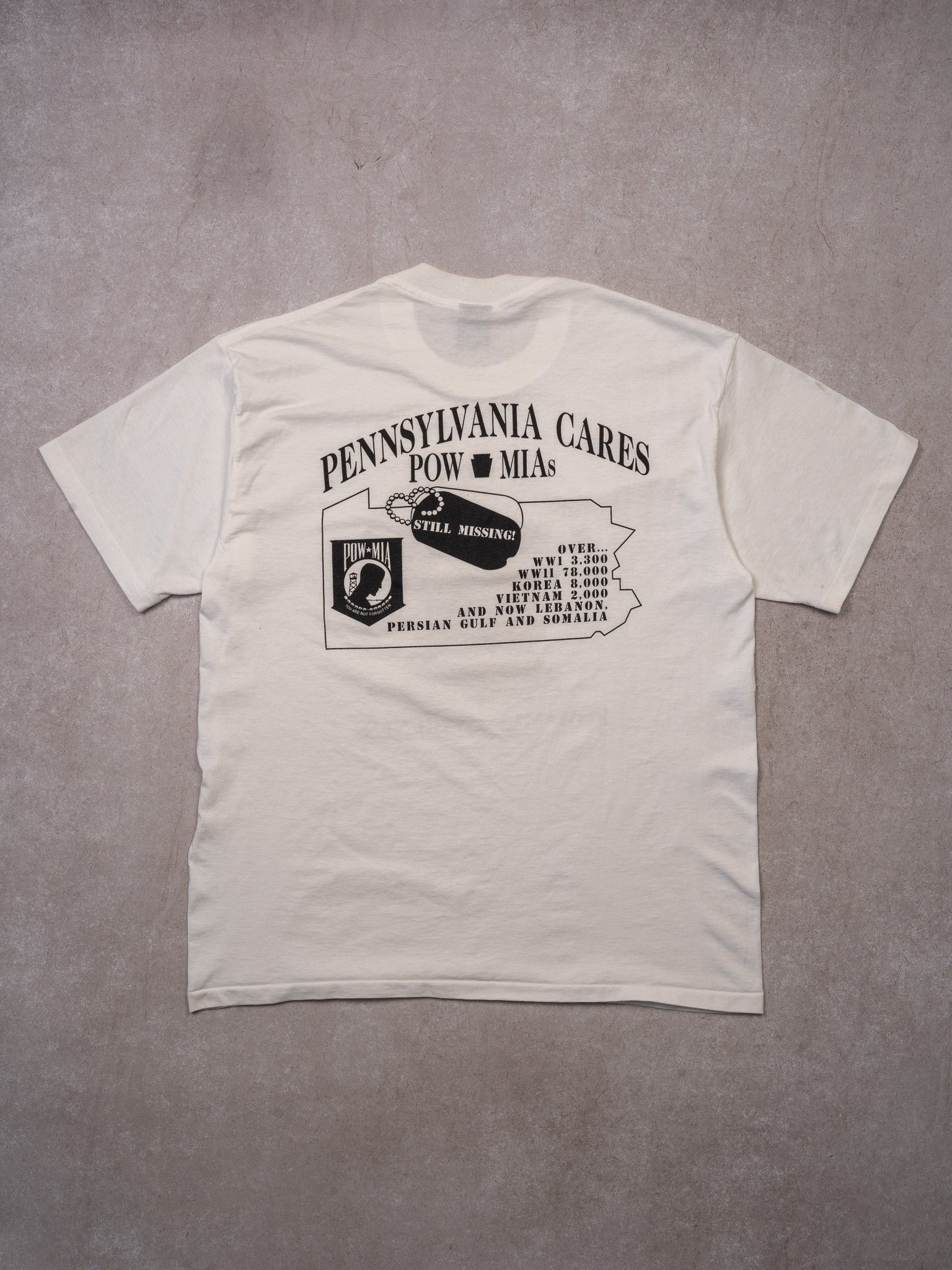 Vintage 90s White Pow Mia PA Club Tee (M)