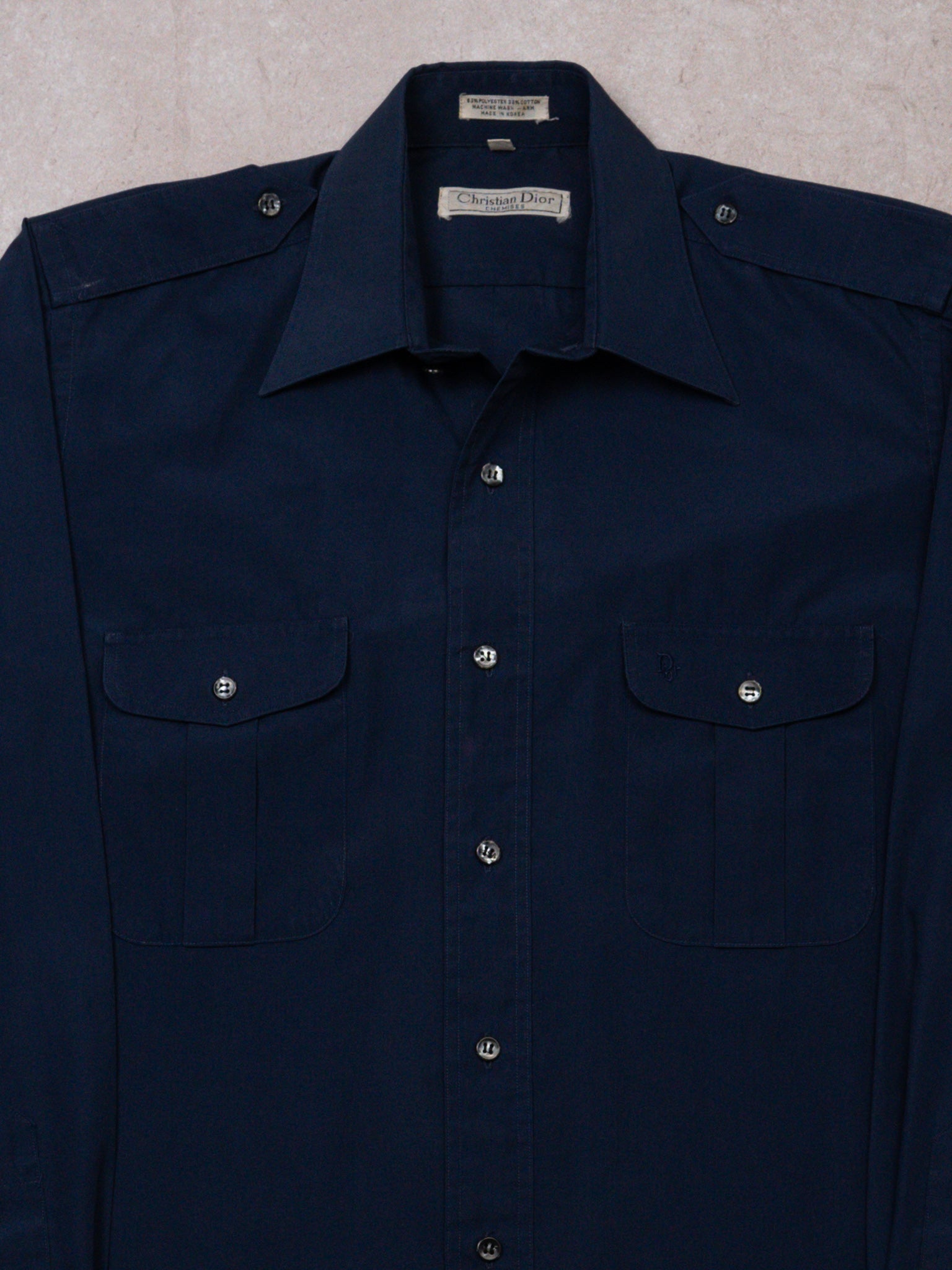 Vintage Dark Blue Christian Dior Long Sleeve Dress Shirt (S) – Rebalance Vintage Vintage Dark Blue Christian Dior Long Sleeve Dress Shirt (S) – Rebalance Vintage