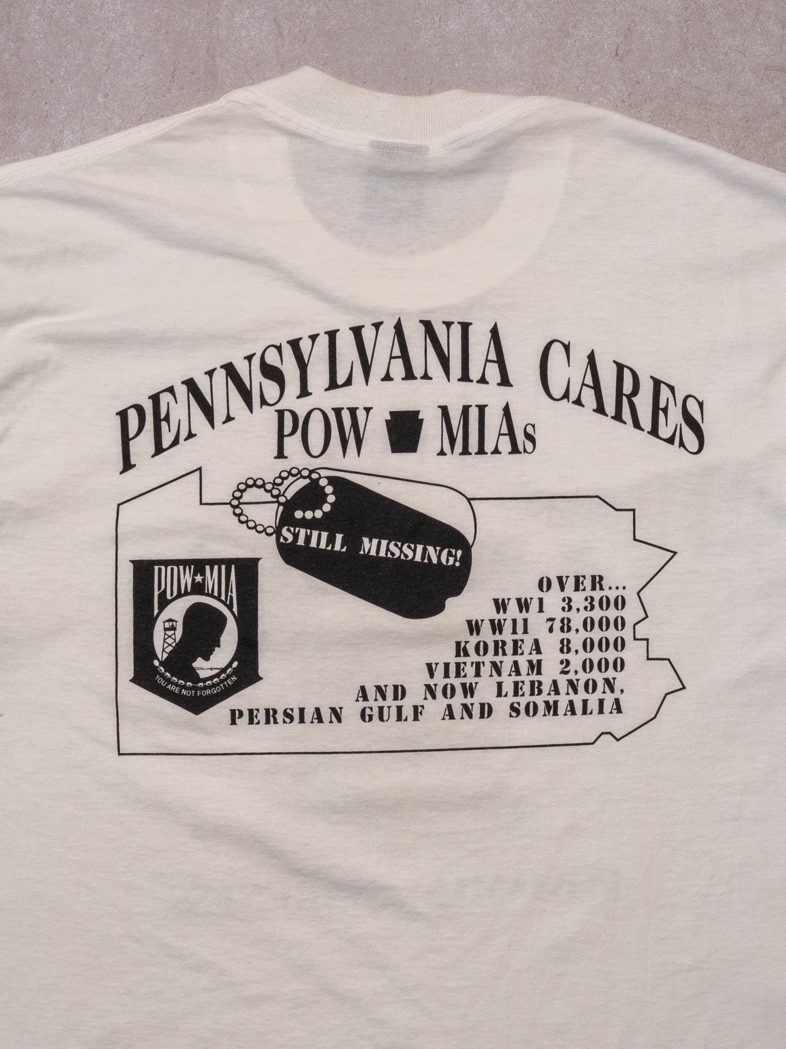 Vintage 90s White Pow Mia PA Club Tee (M)