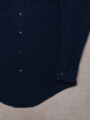 Vintage Dark Blue Christian Dior Long Sleeve Dress Shirt (S)