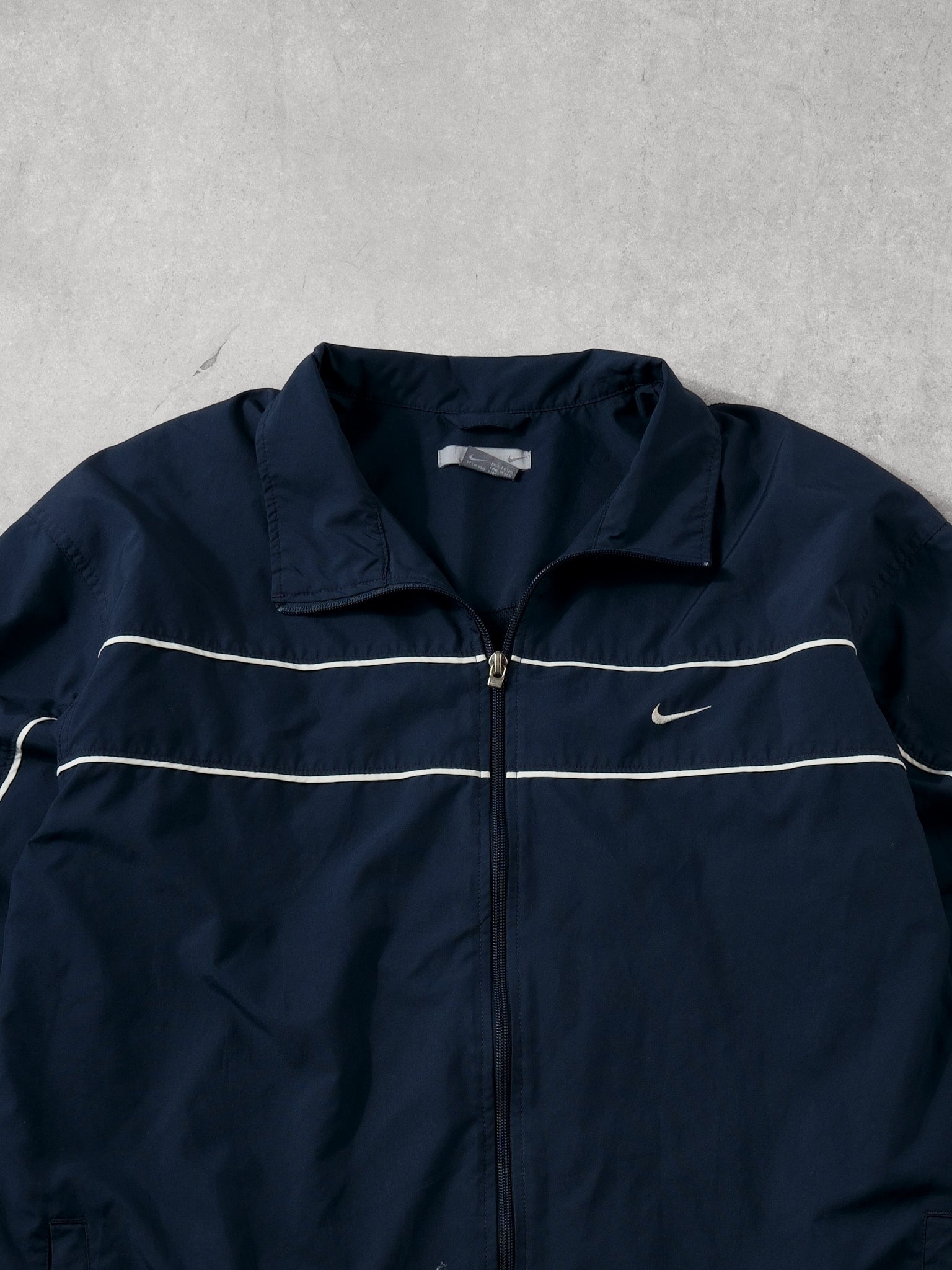 Vintage Y2k Navy Blue Nike Collared Windbreaker (XXL)