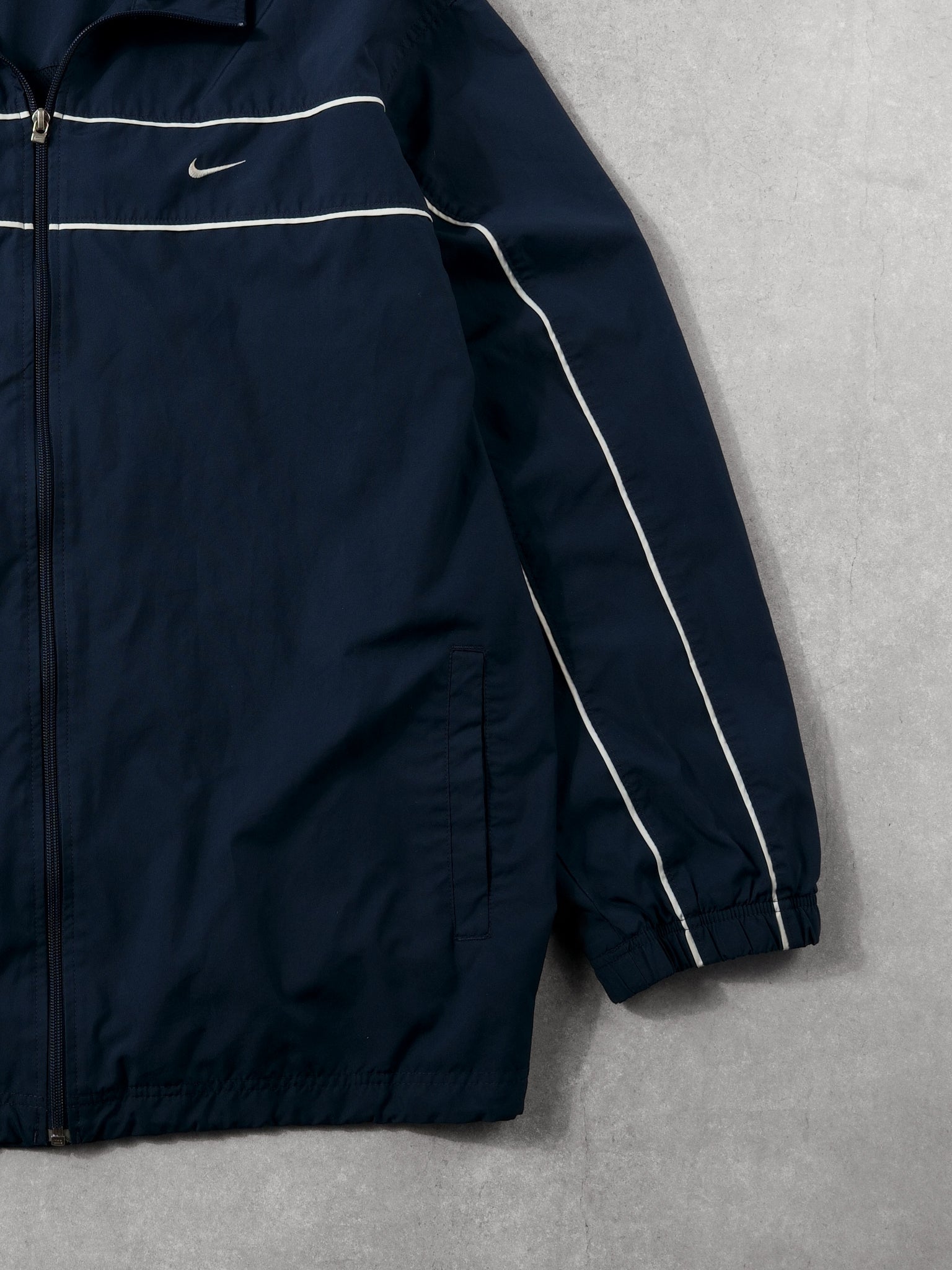 Vintage Y2k Navy Blue Nike Collared Windbreaker (XXL)