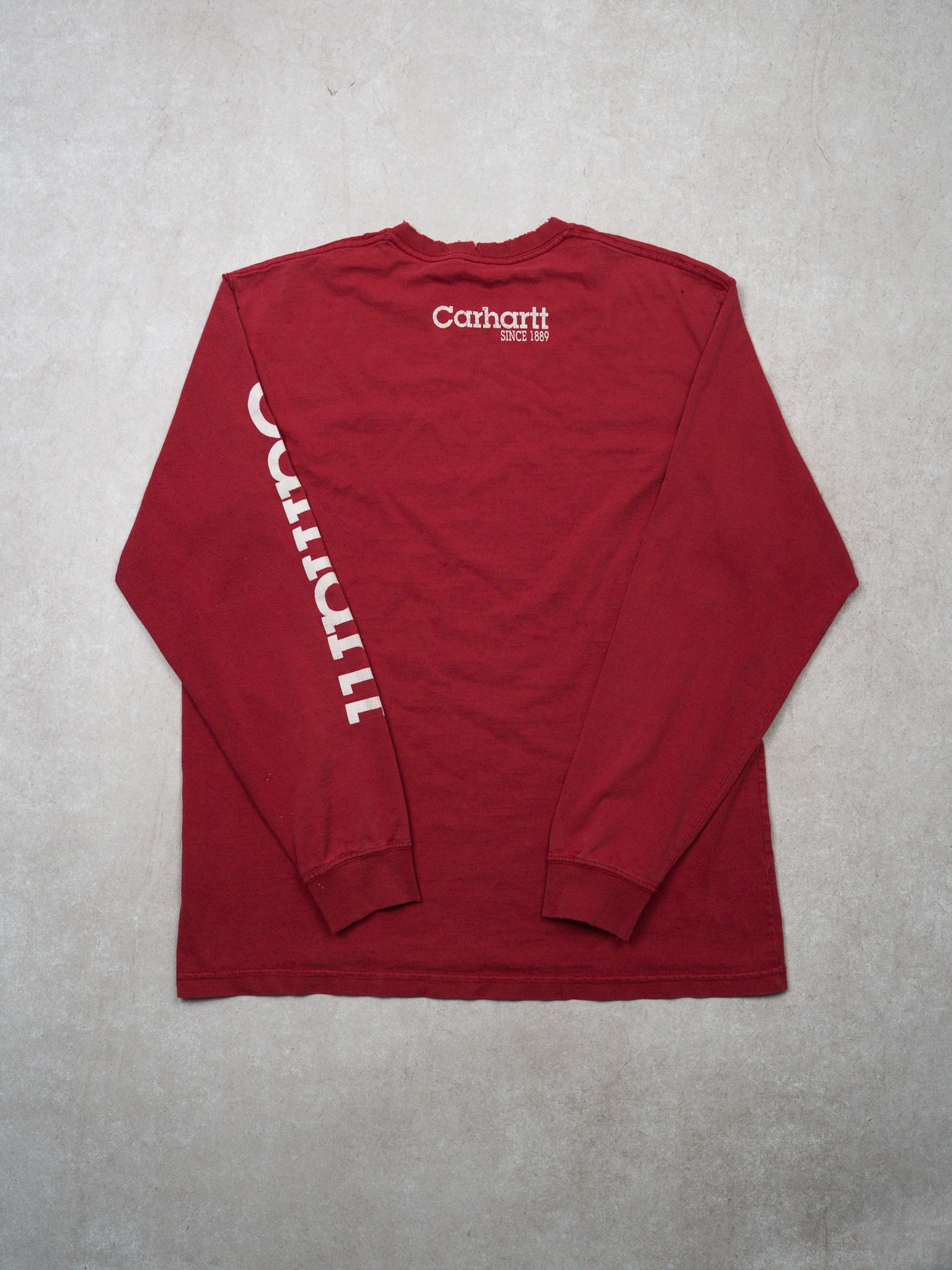 Vintage Washed Red Carhartt Long Sleeve (M)