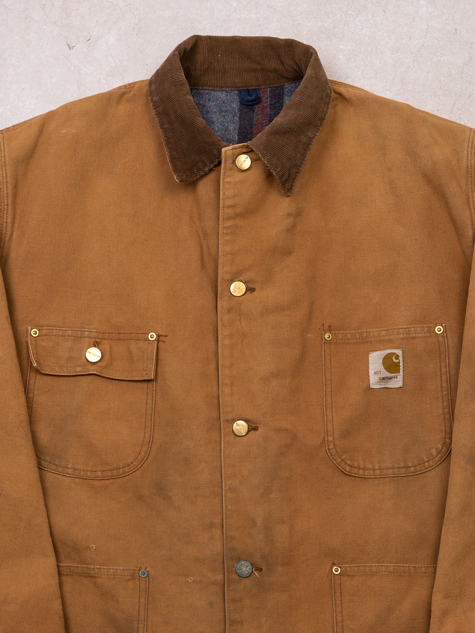 Vintage 70s Camel + Brown Carhartt Blanket Lined Jacket (L)