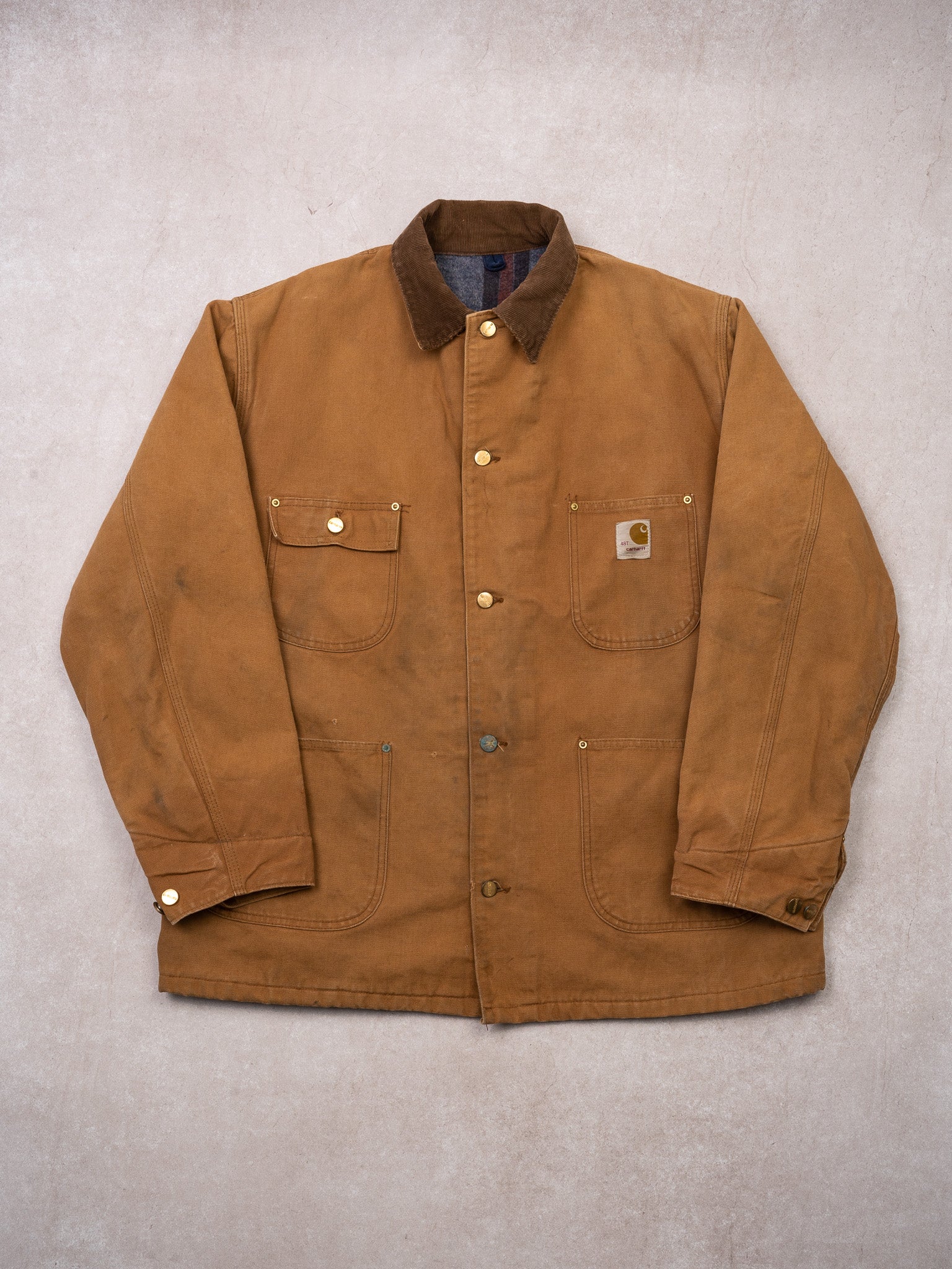 Vintage 70s Camel + Brown Carhartt Blanket Lined Jacket (L)