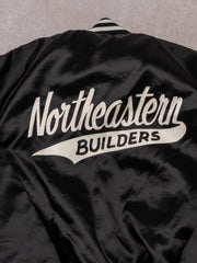 Vintage 80s Black Northeastern Builders Satin Bomber (L)