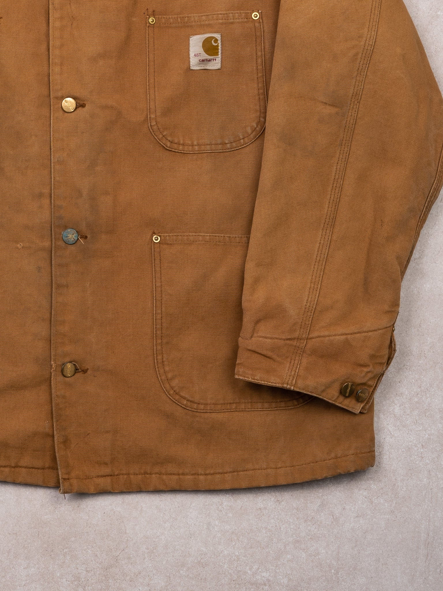 Vintage 70s Camel + Brown Carhartt Blanket Lined Jacket (L)