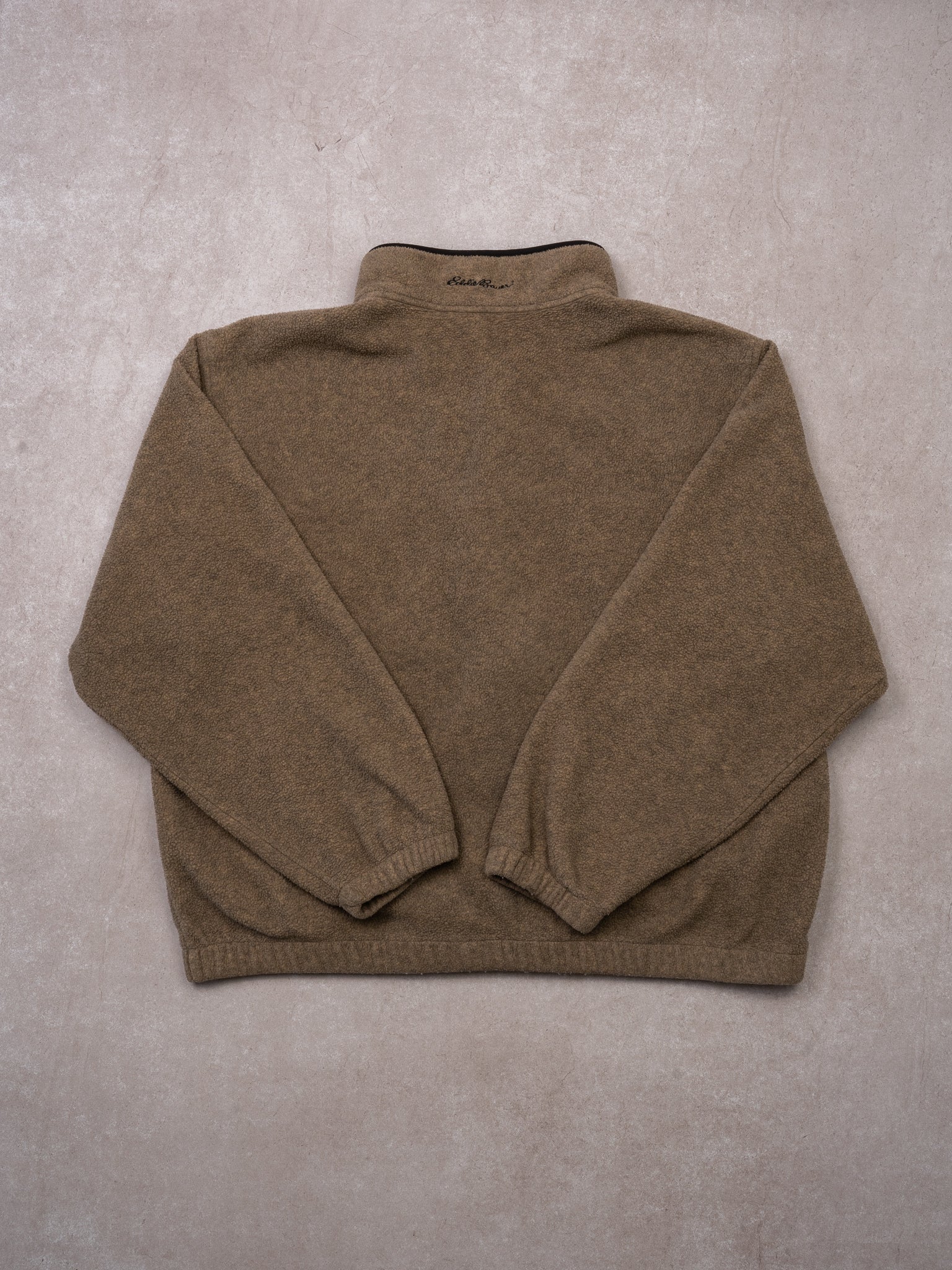 Vintage 90S Brown + Black Eddie Bauer Fleece Zip Up Sweater (L/XL)