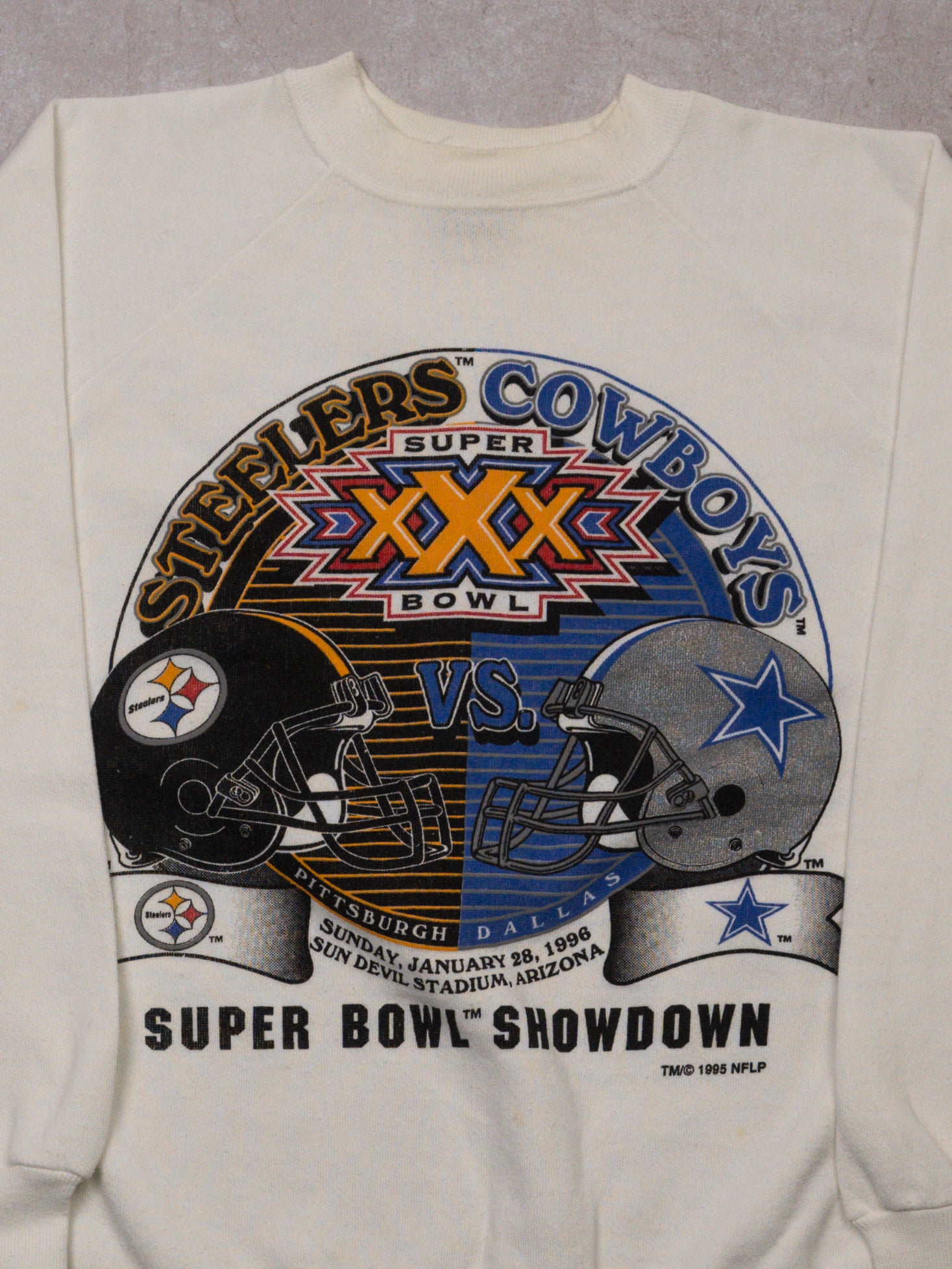 Vintage '96 White Super Bowl XXX Pittsburgh x Dallas Crewneck  (M)