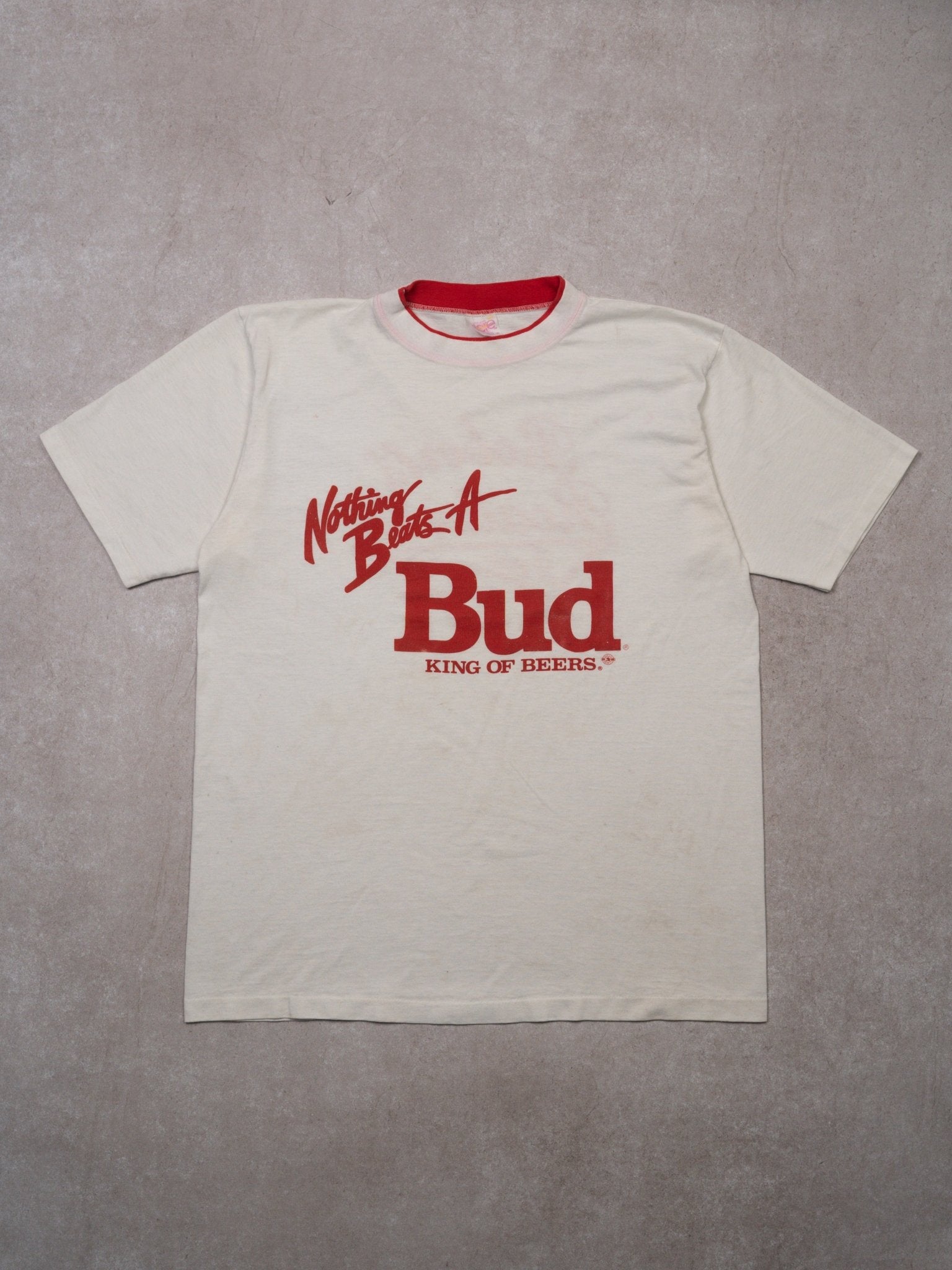 Vintage 90s White + Red Nothin' Beats A bud Tee  (L)
