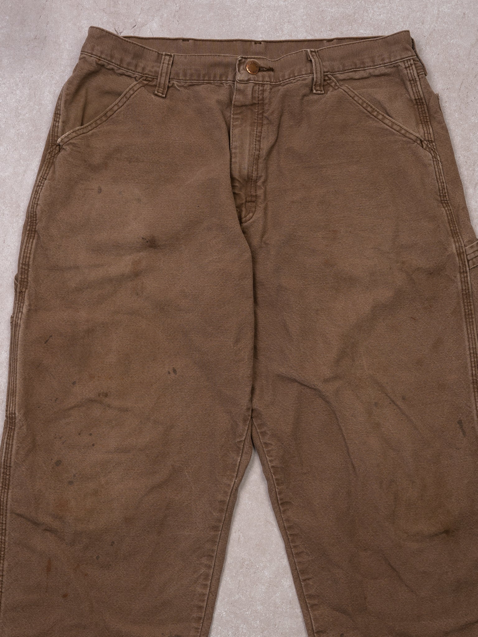Vintage Washed Brown Rustler Denim Cargo Pants (32 x 30)
