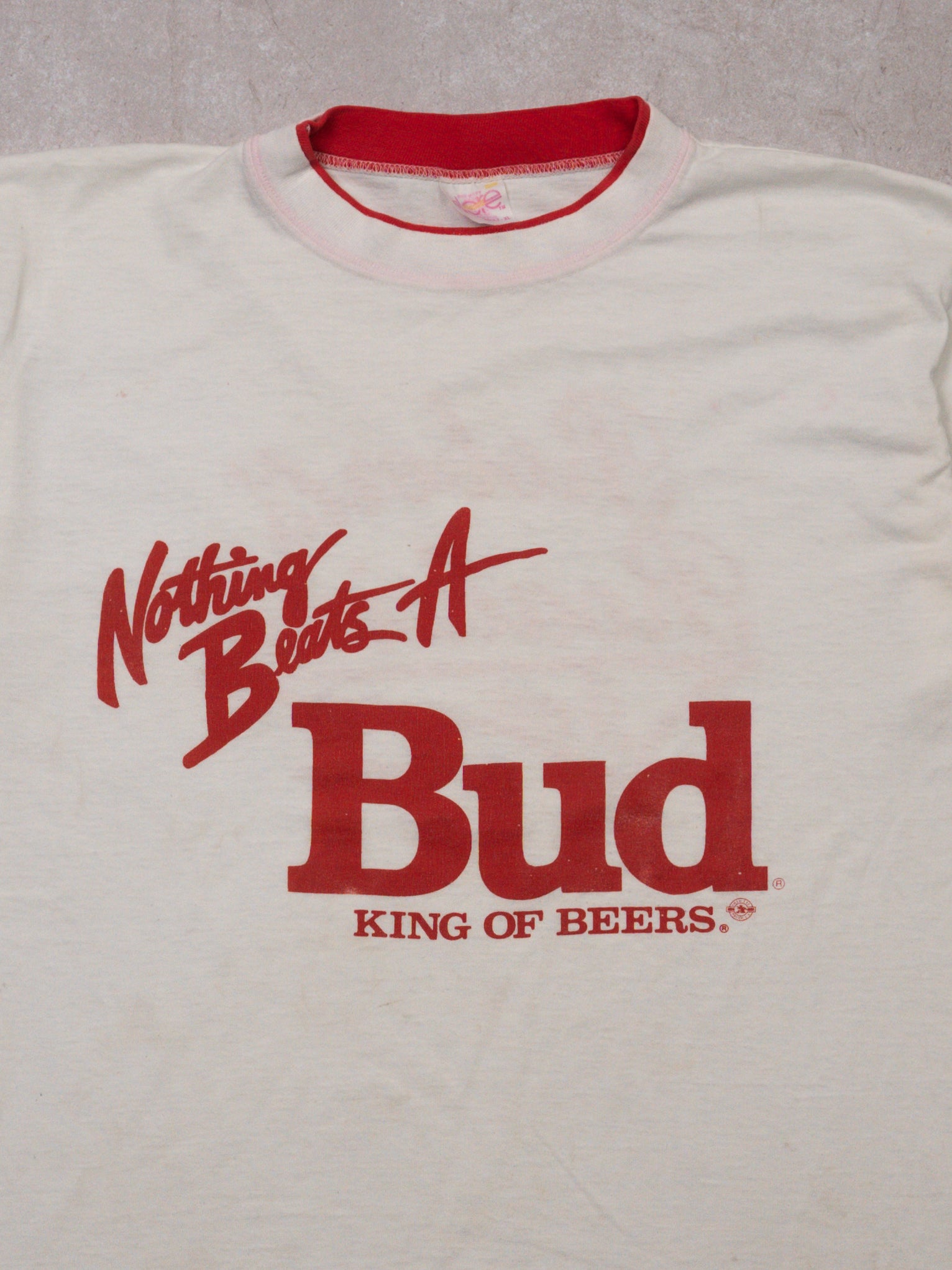 Vintage 90s White + Red Nothin' Beats A bud Tee  (L)