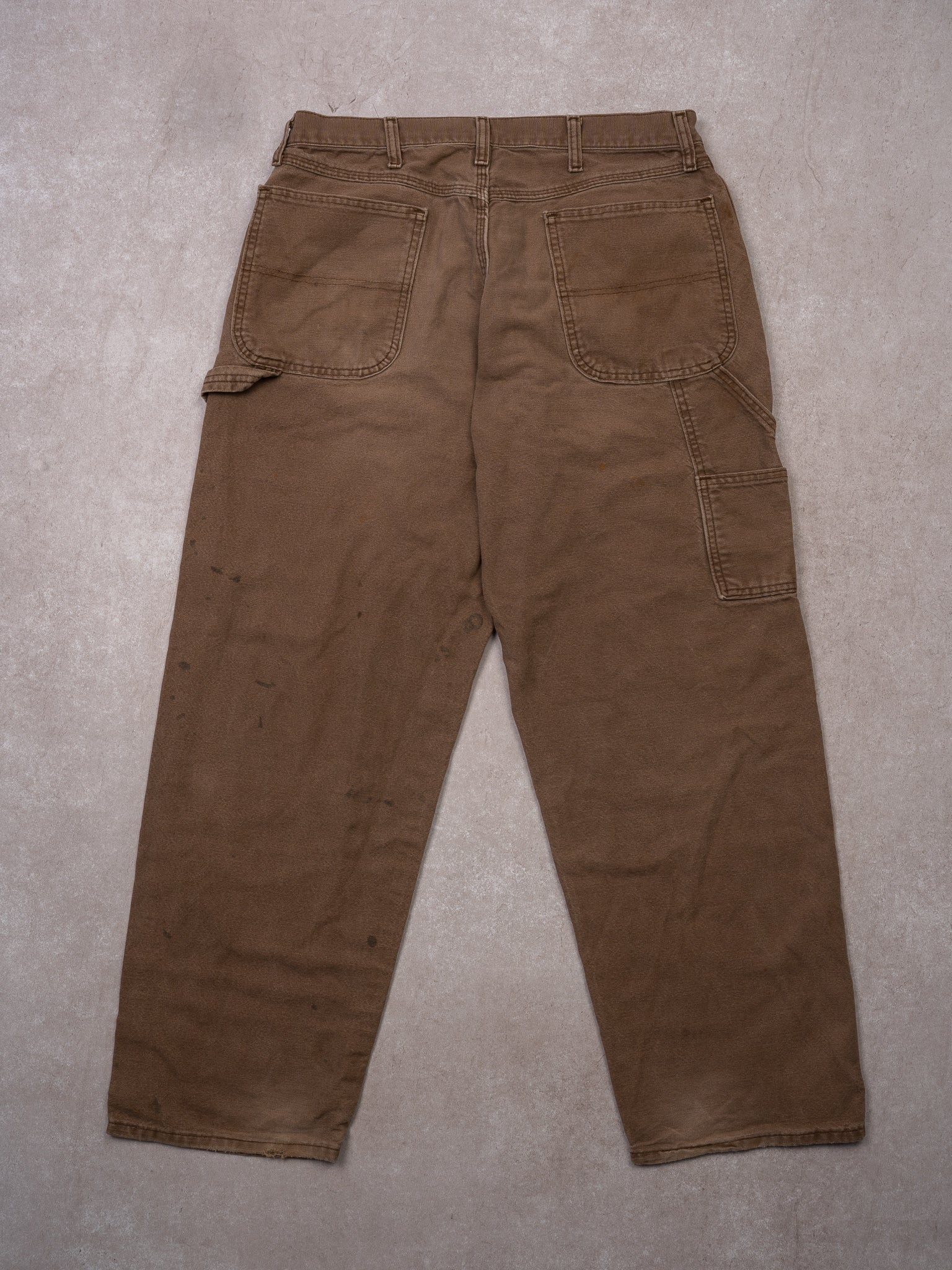 Vintage Washed Brown Rustler Denim Cargo Pants (32 x 30)