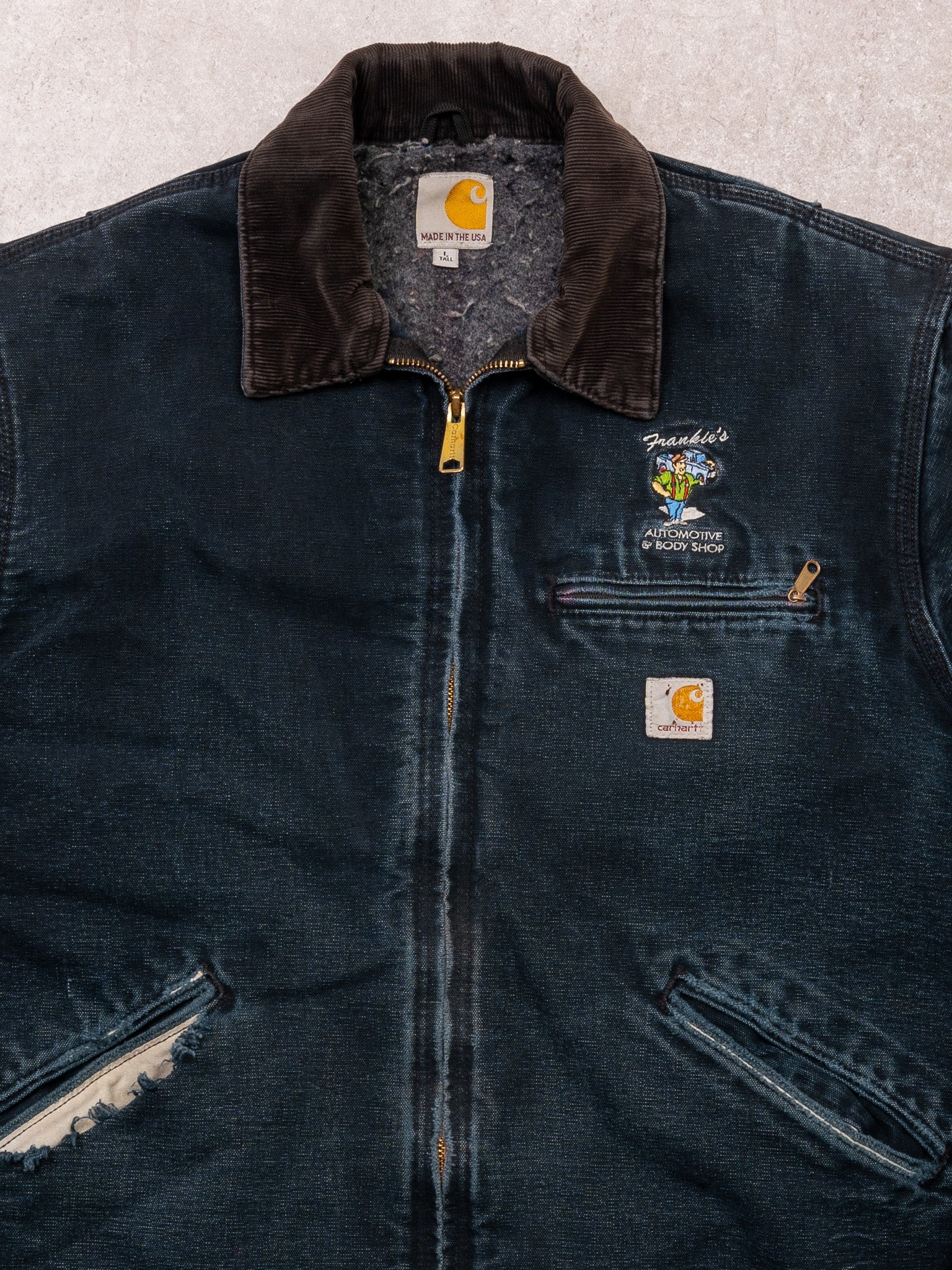 Vintage 90s Rugged Navy Carhartt 'Frankies' Lined Detroit Jacket (M/L)