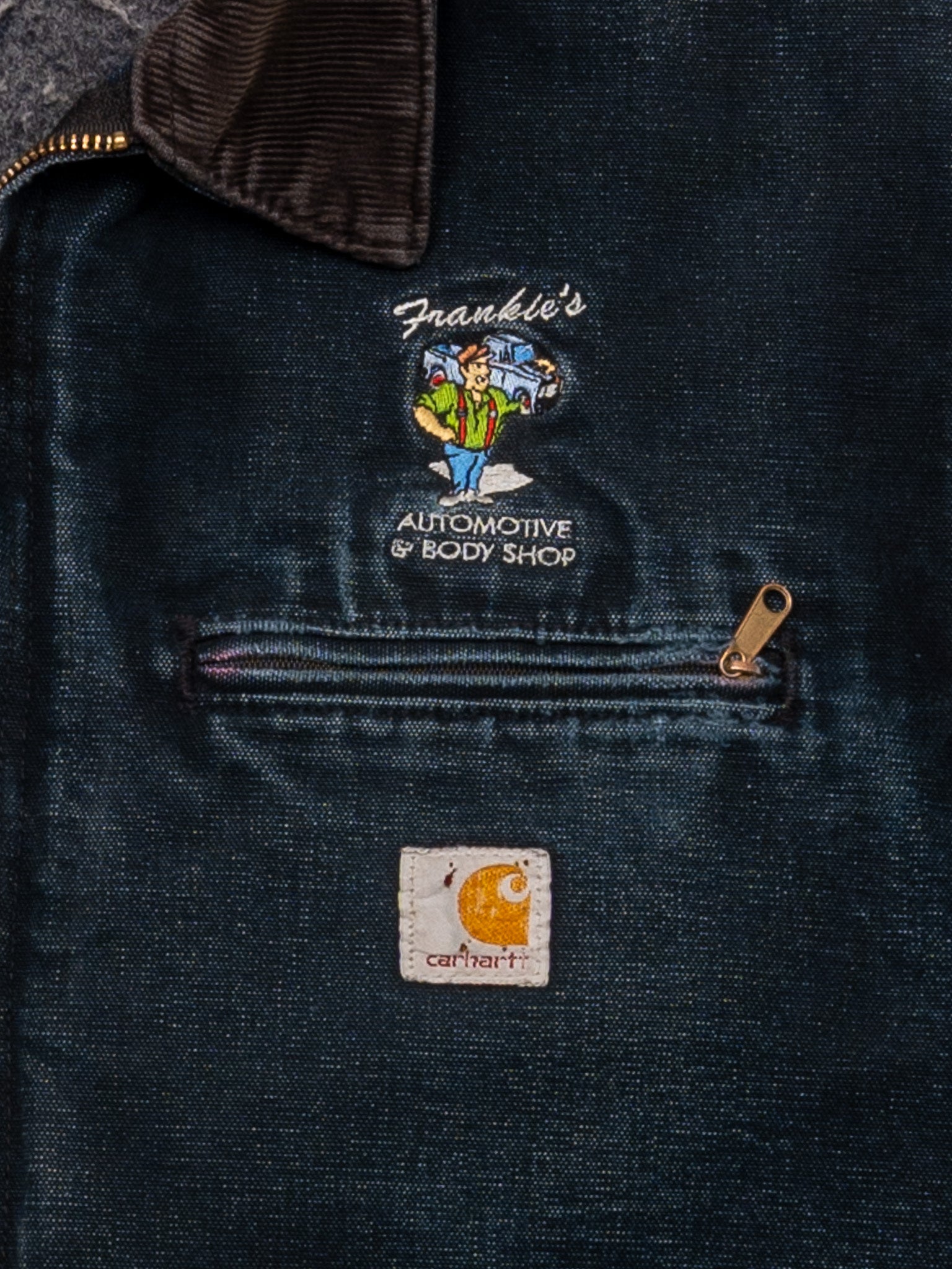 Vintage 90s Rugged Navy Carhartt 'Frankies' Lined Detroit Jacket (M/L)