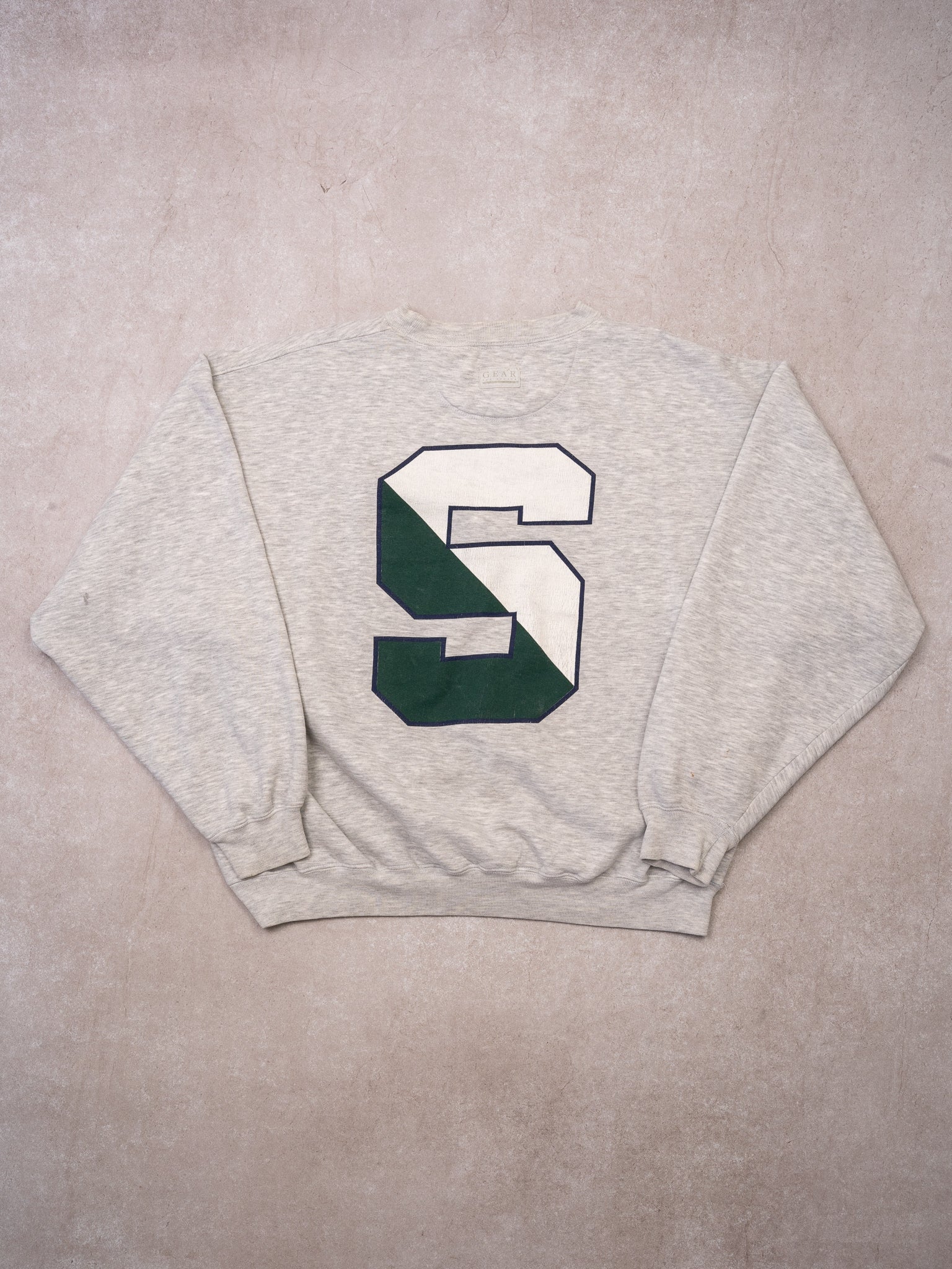 Vintage Grey + Green Michigan State 'S' Crewneck (L)