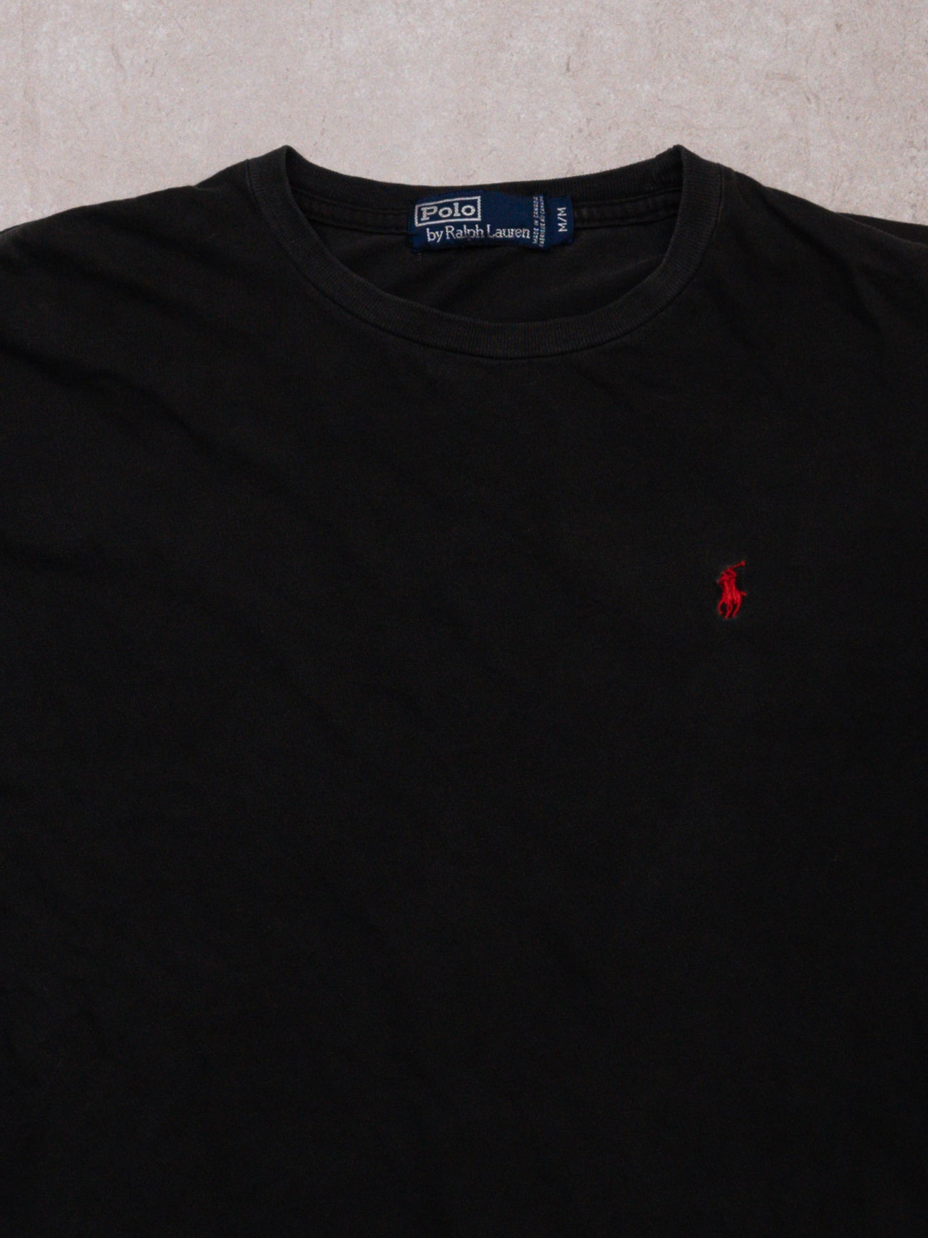 Vintage 90s Washed Black RL Polo Tee (M)