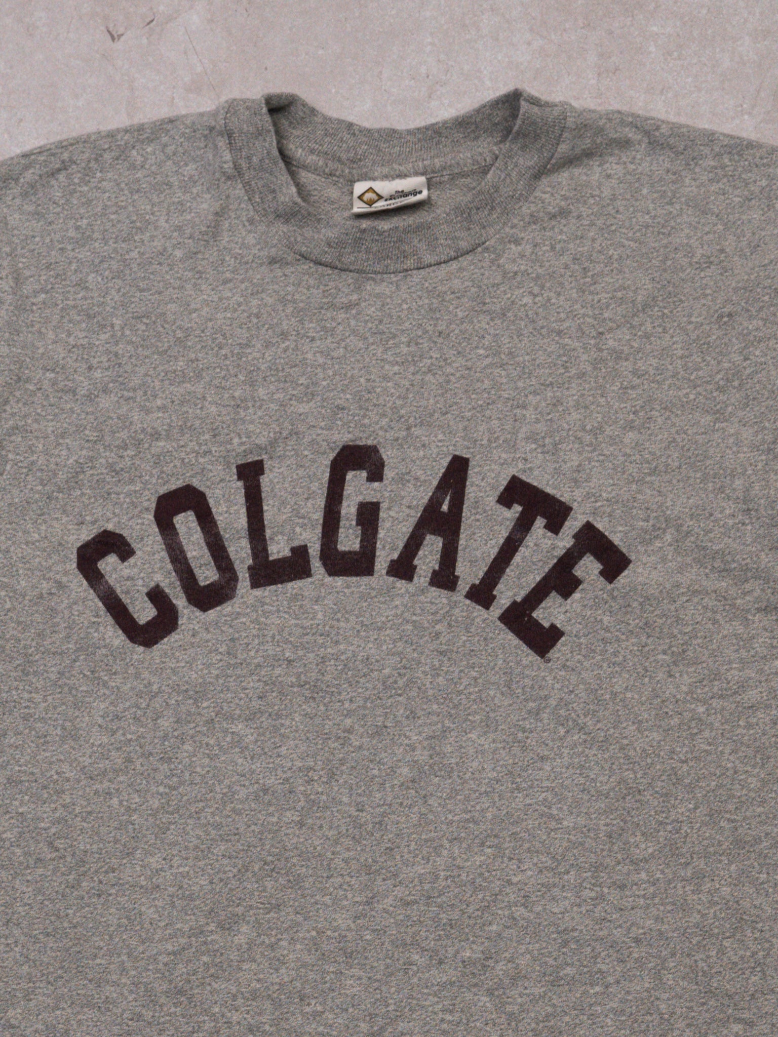 Vintage 90s Grey Colgate Spell Out Tee (M)