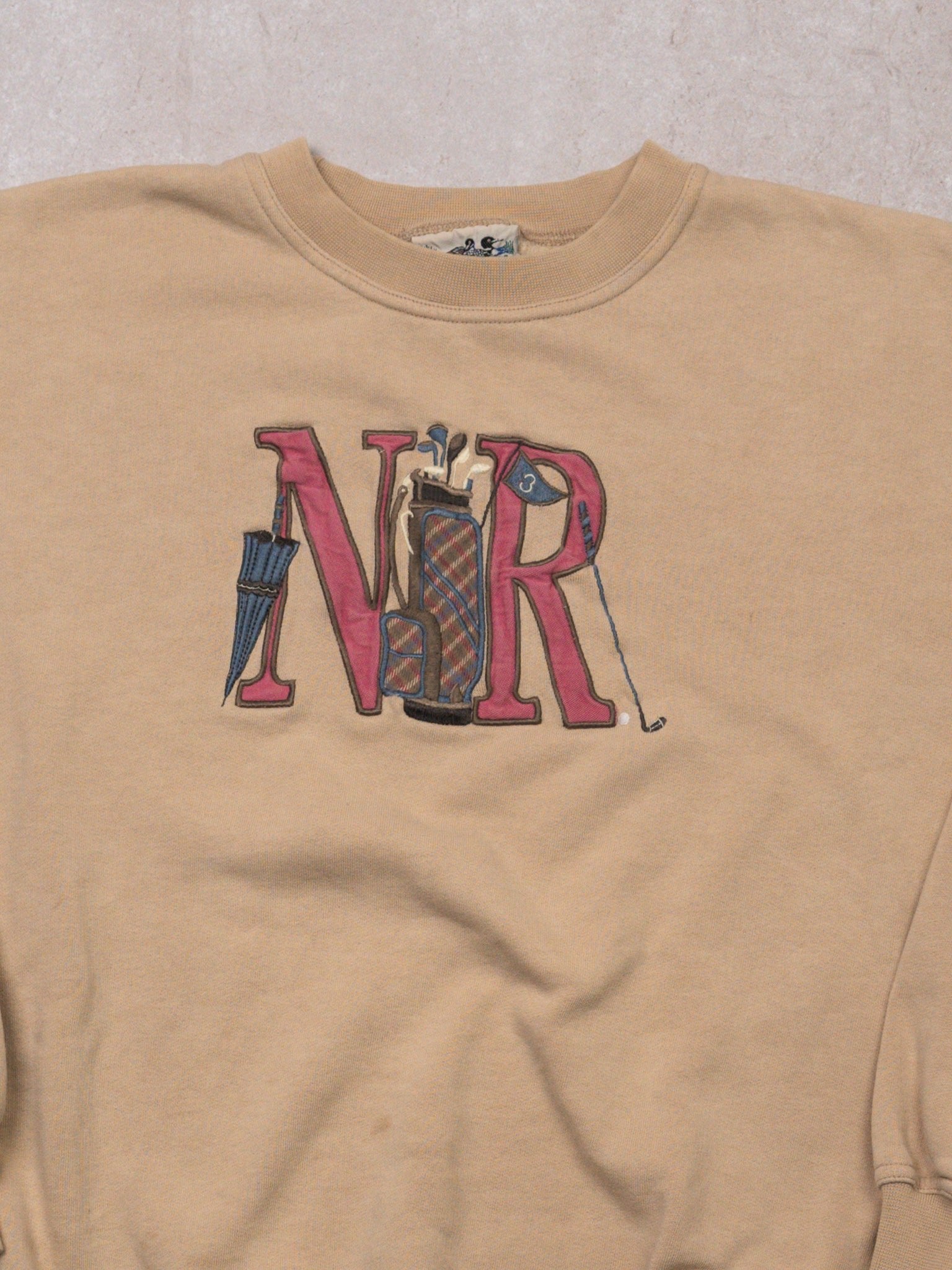 Vintage 90s Beige 'NR' Northern Reflections Golfing Crewneck (L)