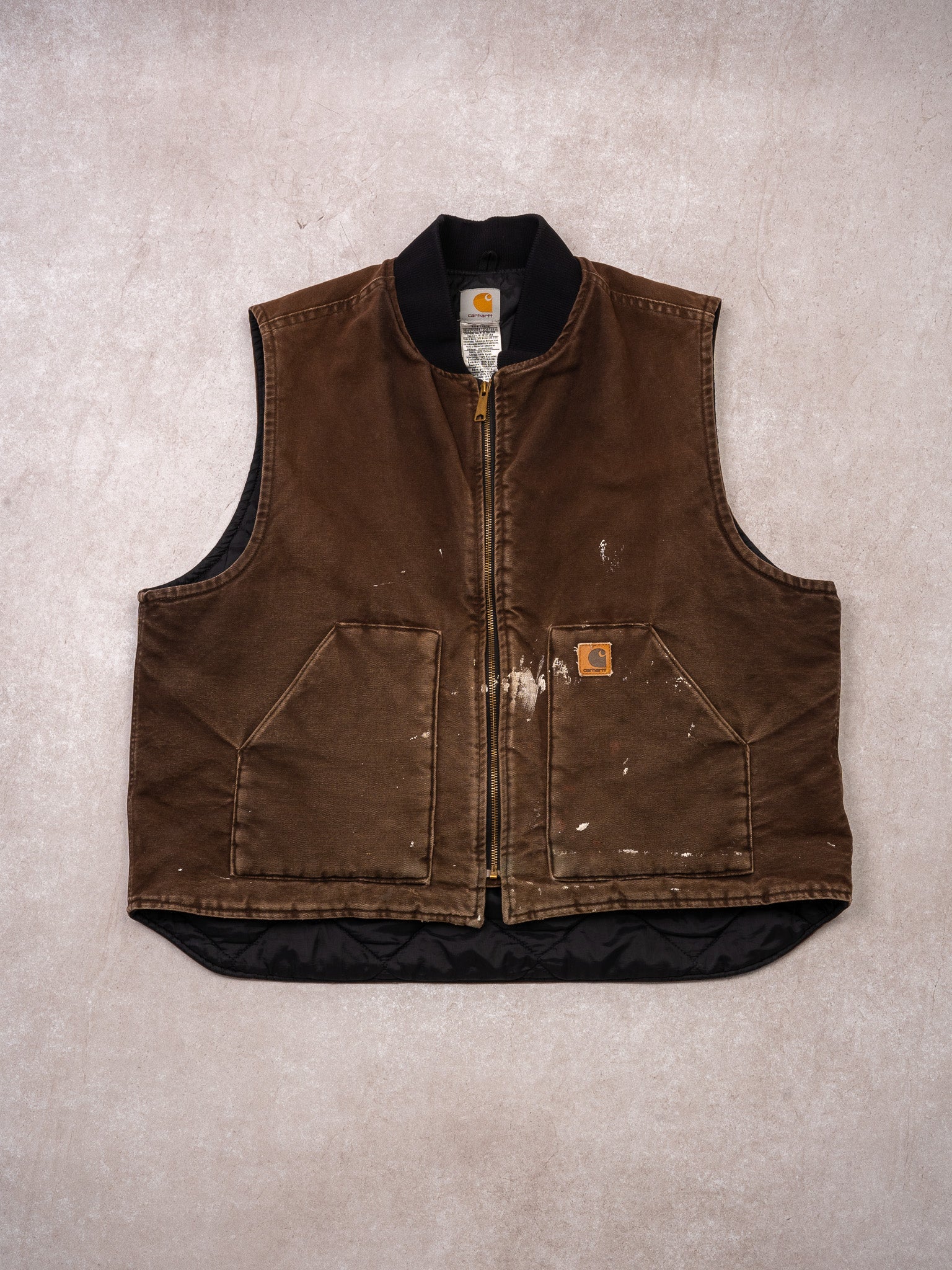 Vintage 90s Brown Carhartt Paint Splashed Duck Vest (XL/XXL)