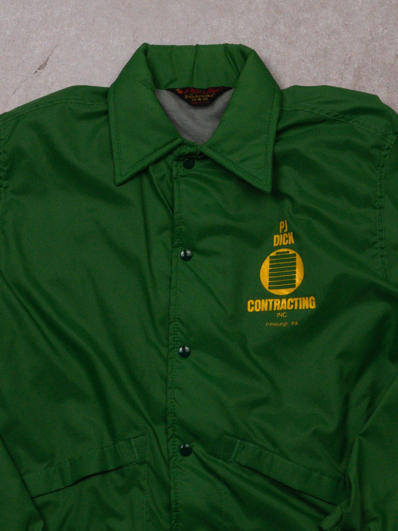 Vintage 70s Lime Green PJ Dick Contracting Jacket (M)