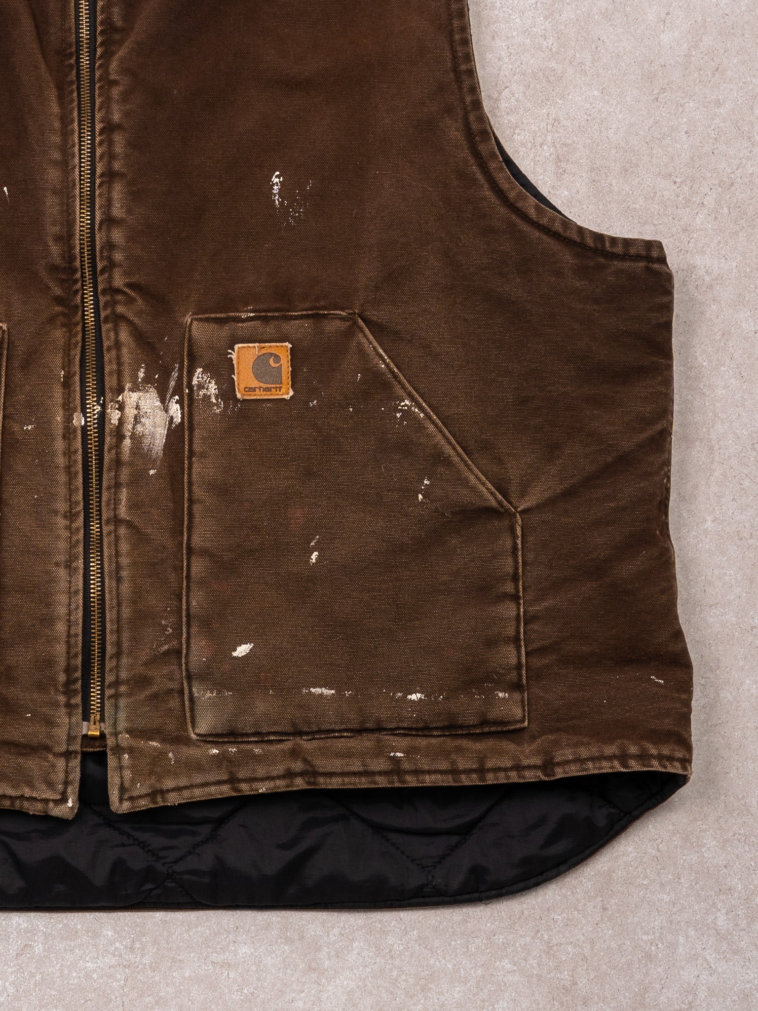 Vintage 90s Brown Carhartt Paint Splashed Duck Vest (XL/XXL)