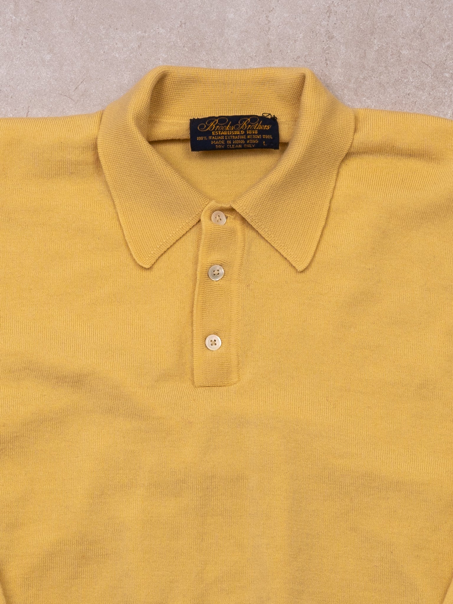 Vintage 80s Yellow Brooks Brothers Knit Polo Sweater (M)