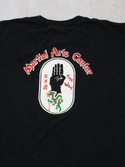 Vintage 90s Black Martial Arts Center Dragon Tee (L)