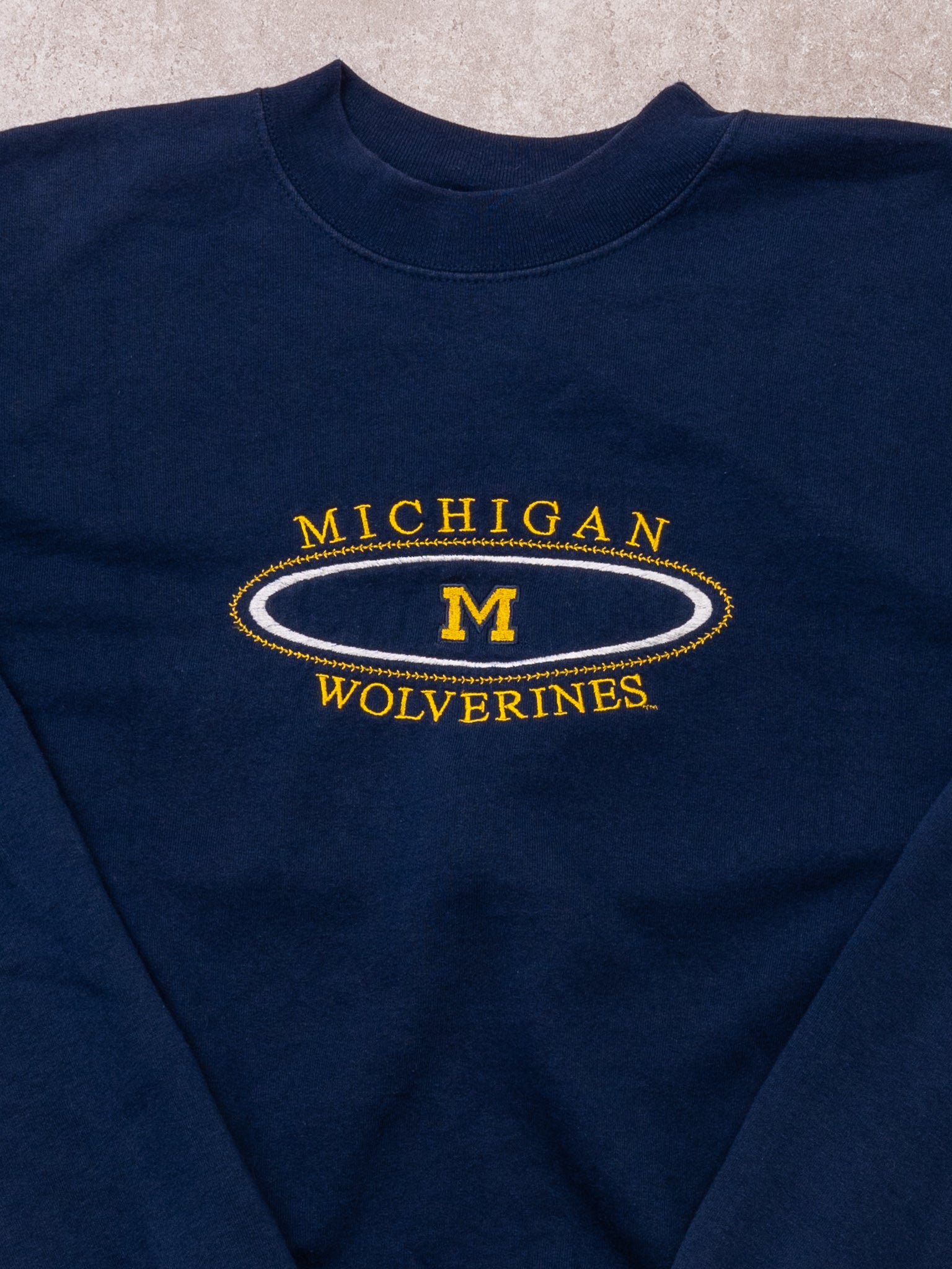 Vintage 90s Dark Blue Michigan Wolverines 'M' Crewneck (XL)