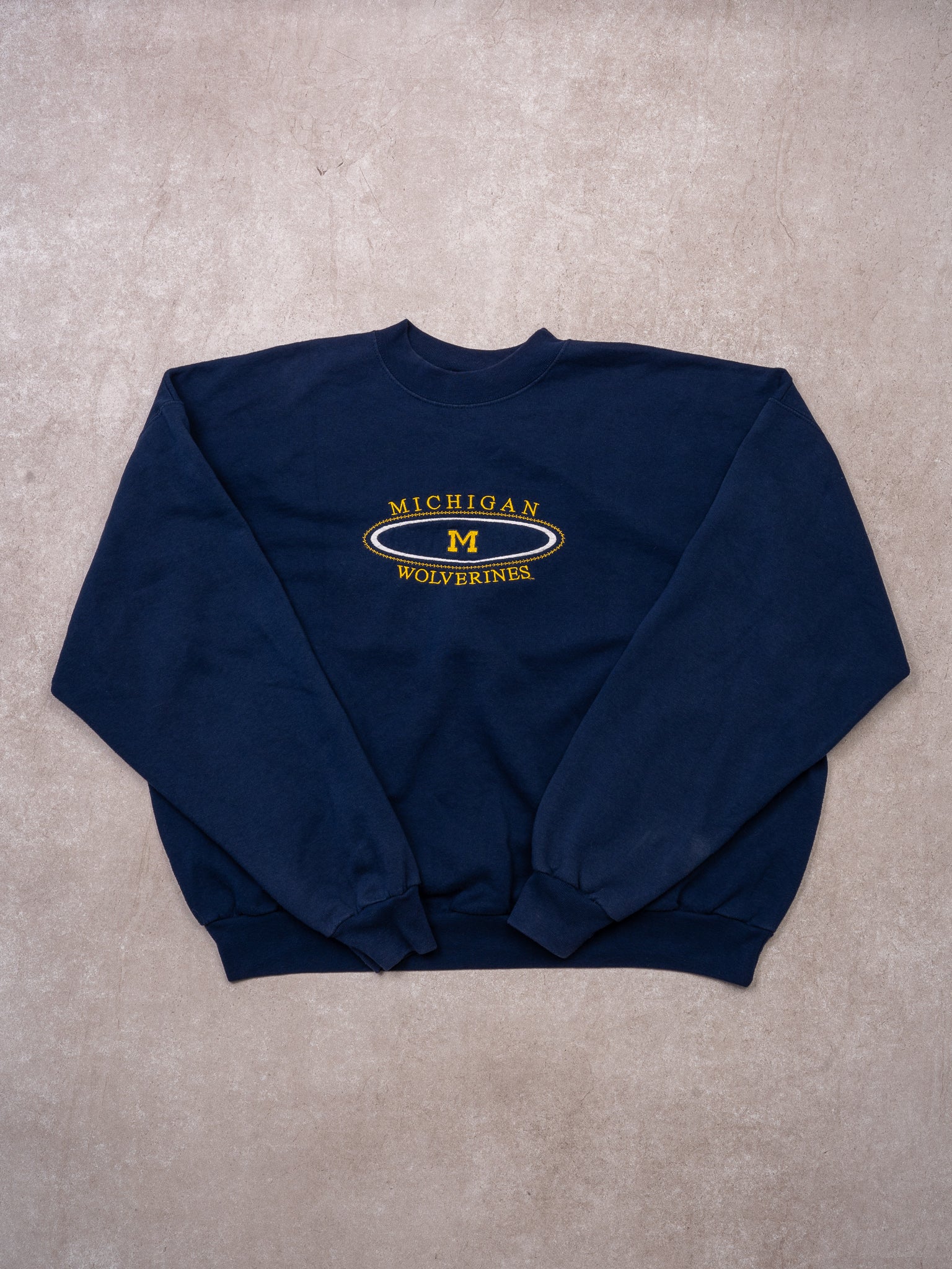 Vintage 90s Dark Blue Michigan Wolverines 'M' Crewneck (XL)