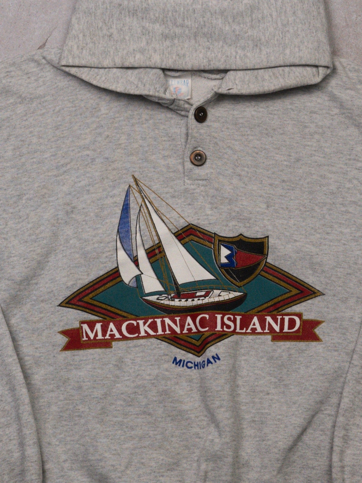 Vintage 80s Grey Mackinac Island Michigan Hoodie (L)