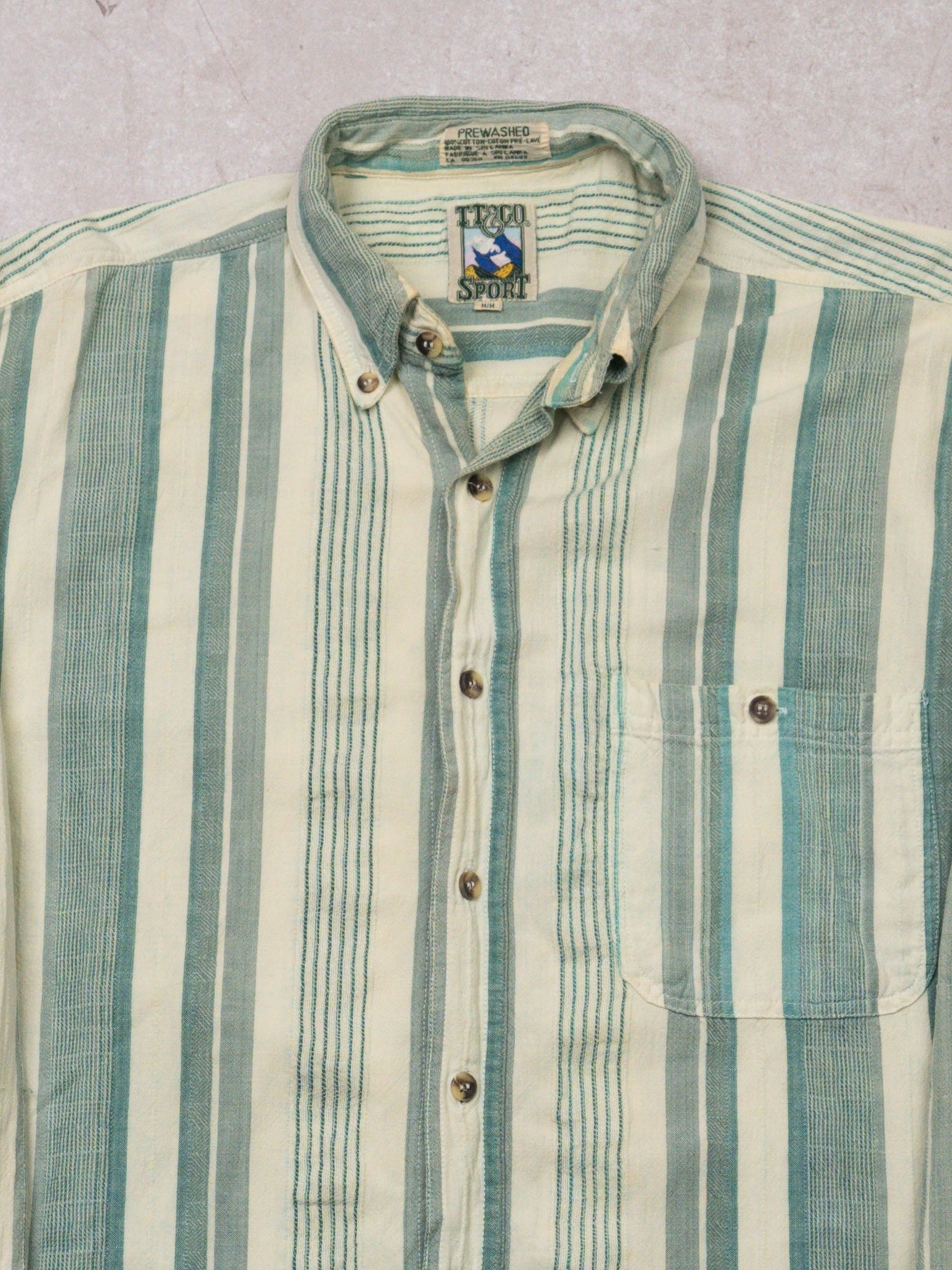 Vintage 70s Green + Cream TT & Co Button Up (M)