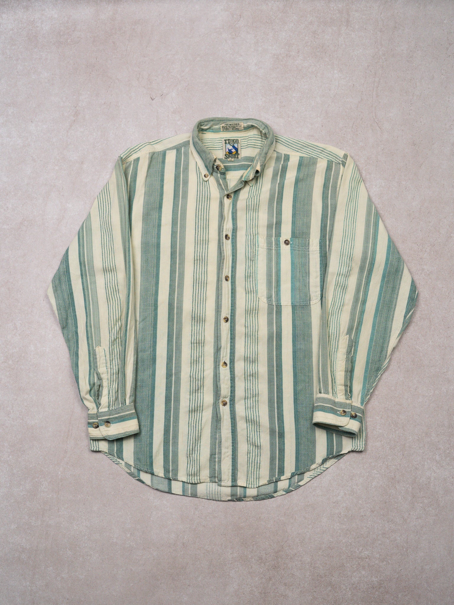 Vintage 70s Green + Cream TT & Co Button Up (M)