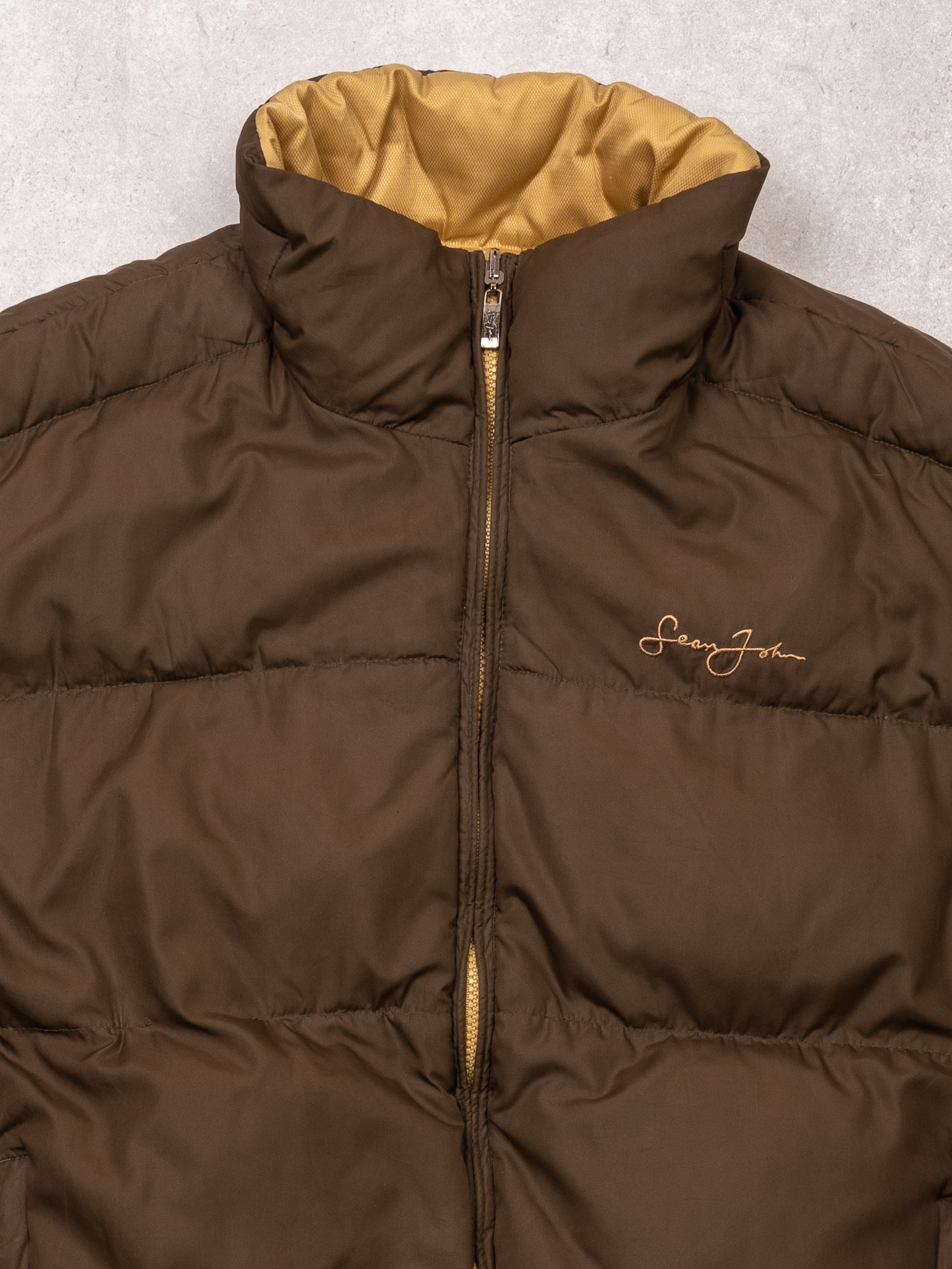 Vintage Y2K Brown + Beige Sean John Puffer Jacket (L)