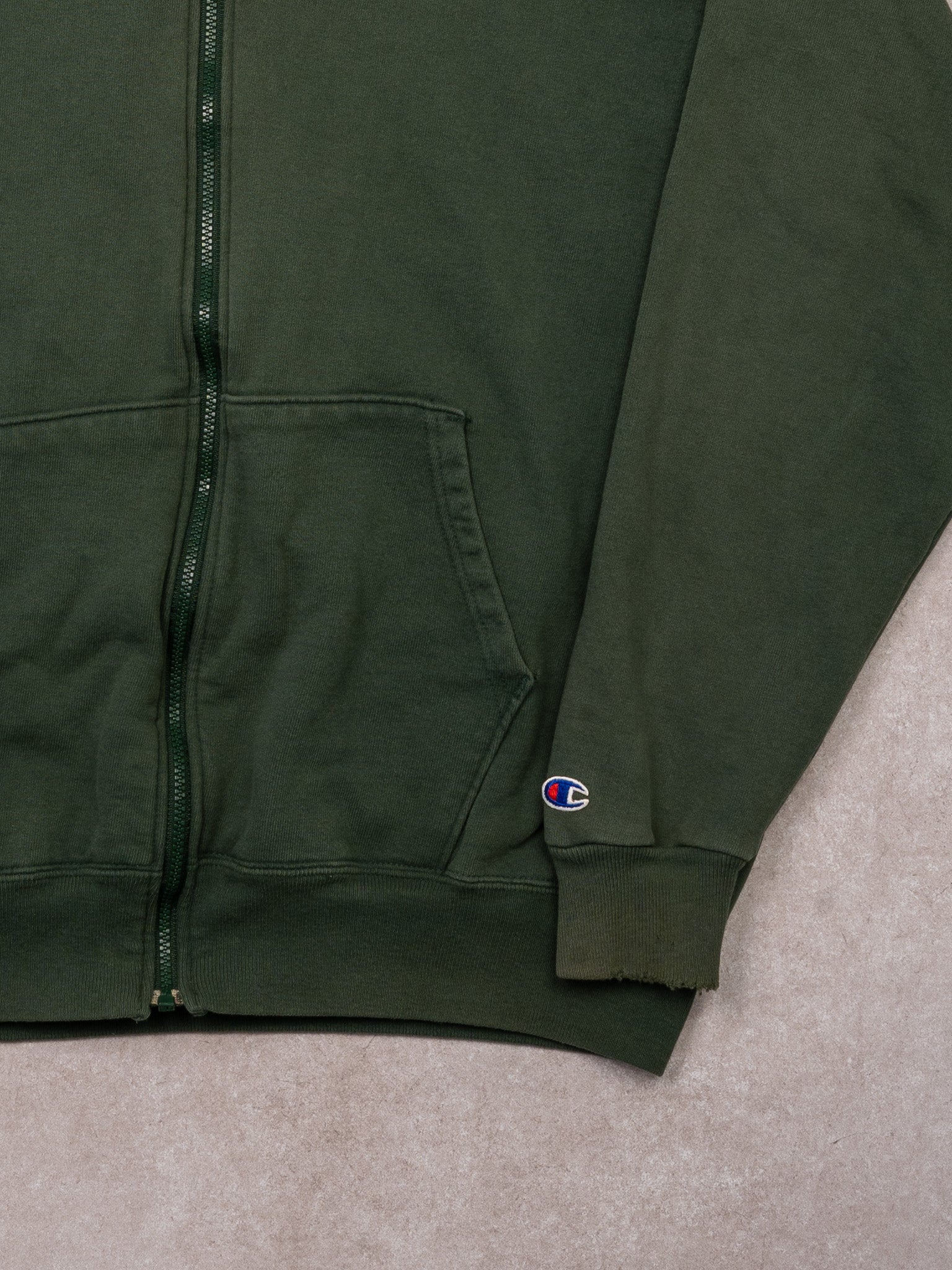 Vintage 90s Green Champion Zip Up Hoodie (L)
