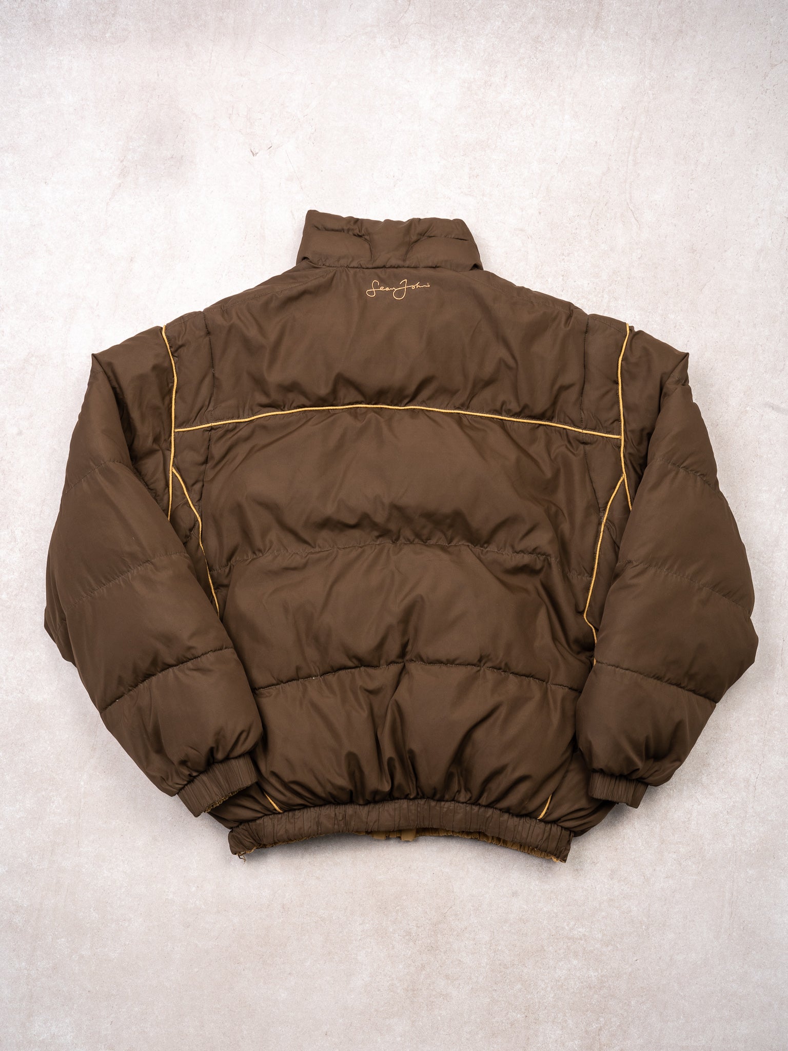 Vintage Y2K Brown + Beige Sean John Puffer Jacket (L)