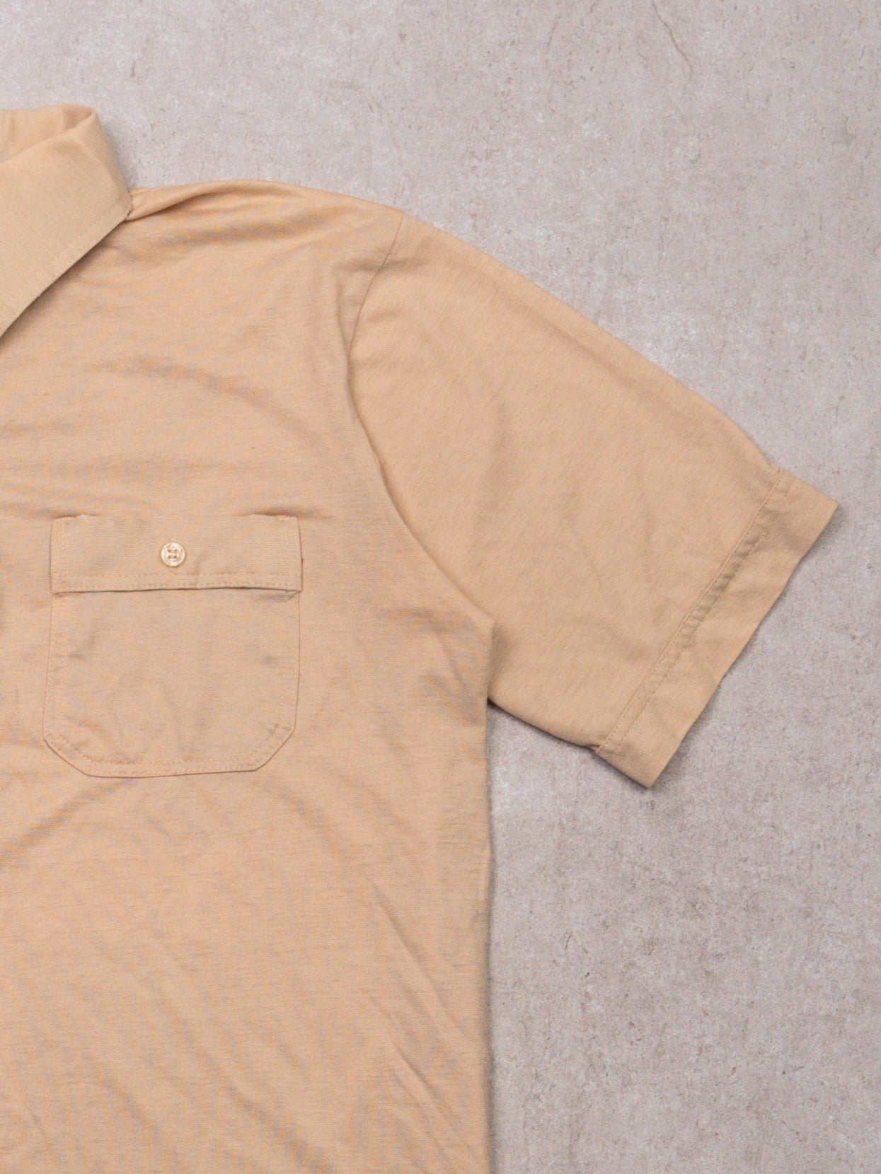 Vintage 70s J C Penny Beige Collared T Shirt (S)