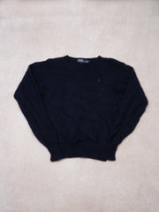 Vintage 70s Dark Blue Polo Wool Sweater (S/M)