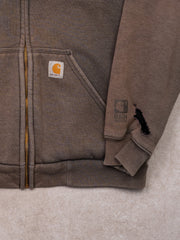 Vintage Sun Faded Brown Carhartt Lined Hoodie (L)