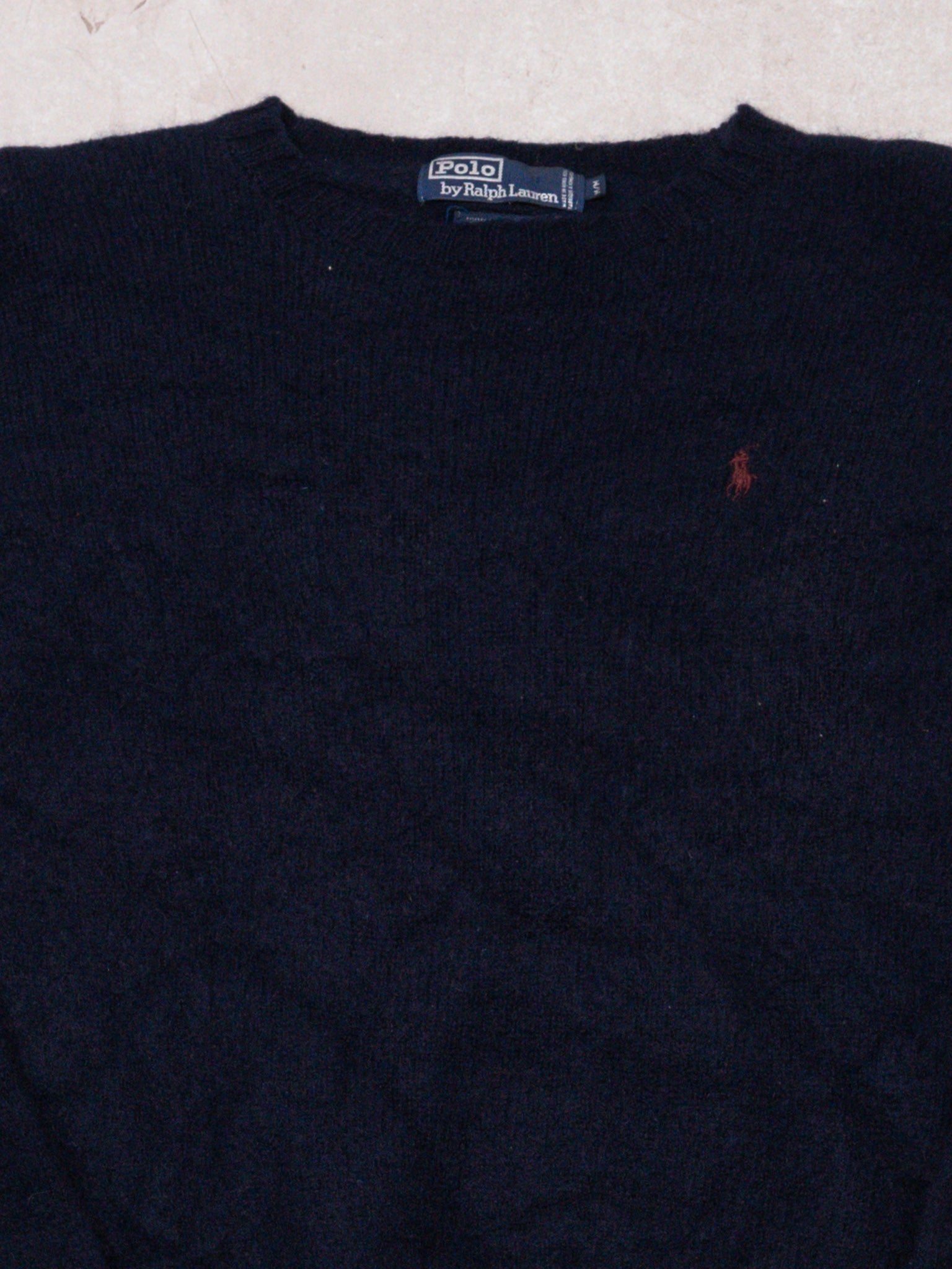 Vintage 70s Dark Blue Polo Wool Sweater (S/M)