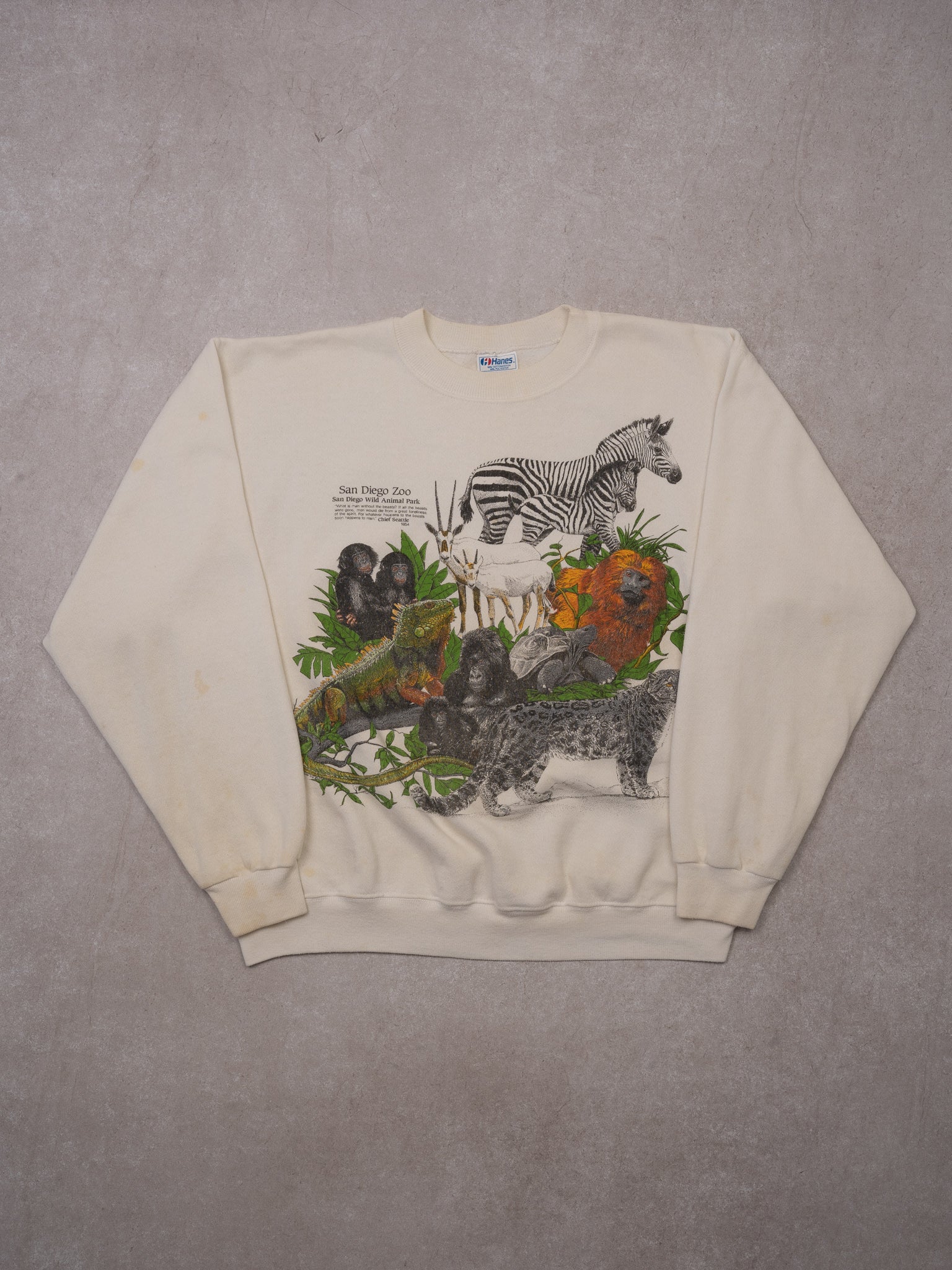 Vintage 90s Cream San Diego Zoo Crewneck (M)
