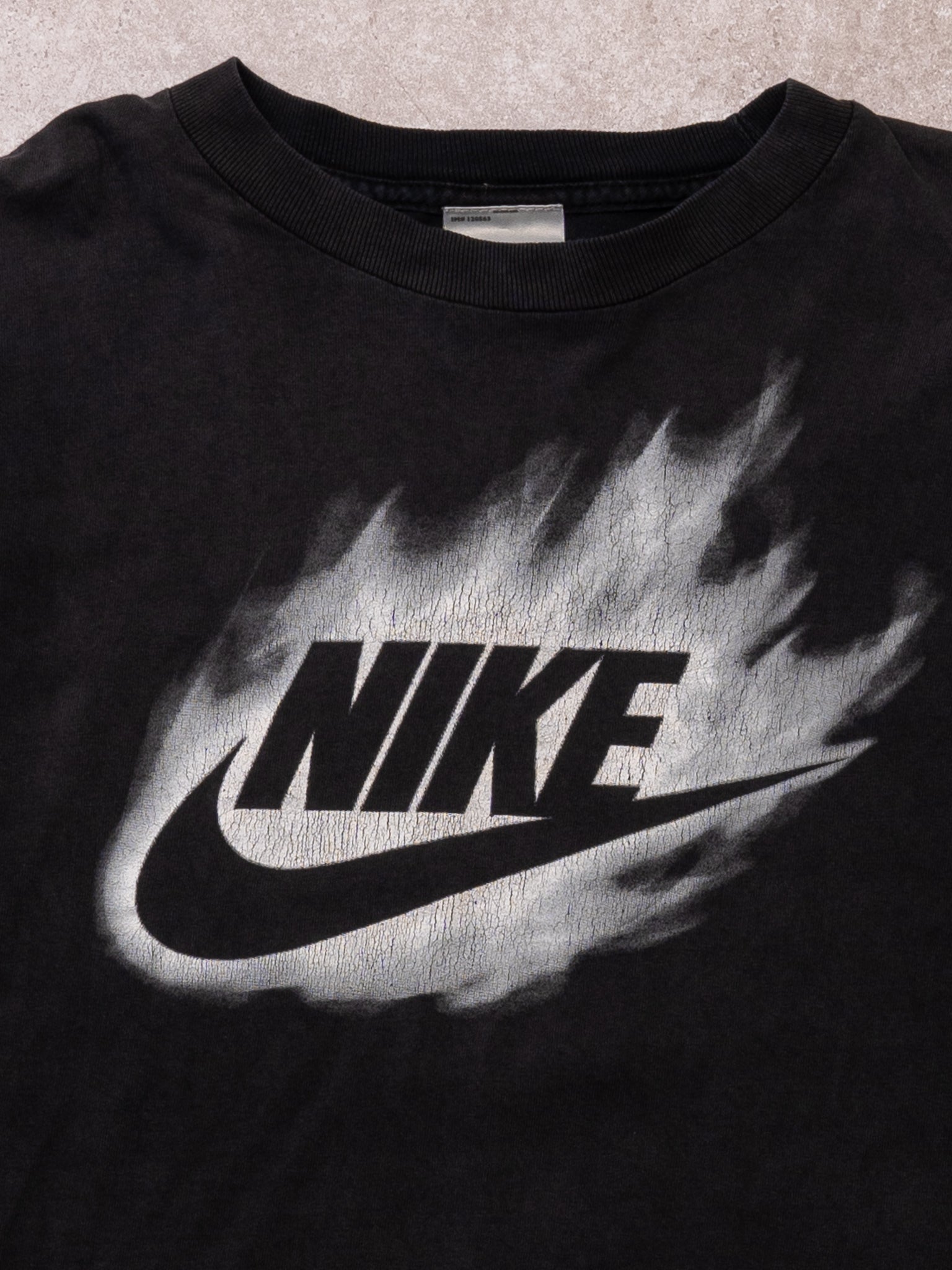 Vintage Y2K Nike White Flame Swoosh Tee (S)