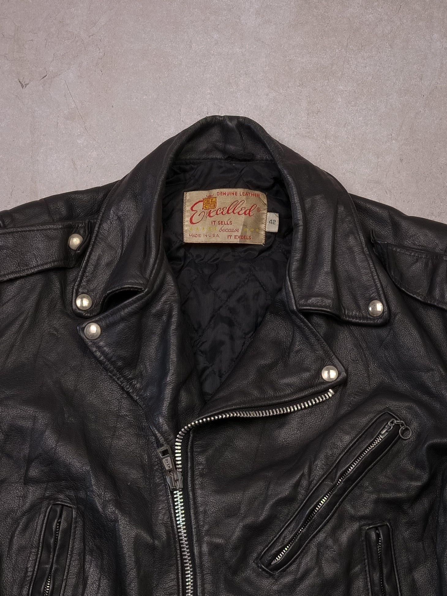 Vintage 60s Black Harley Davidson Genuine Leather Biker Jacket (M)