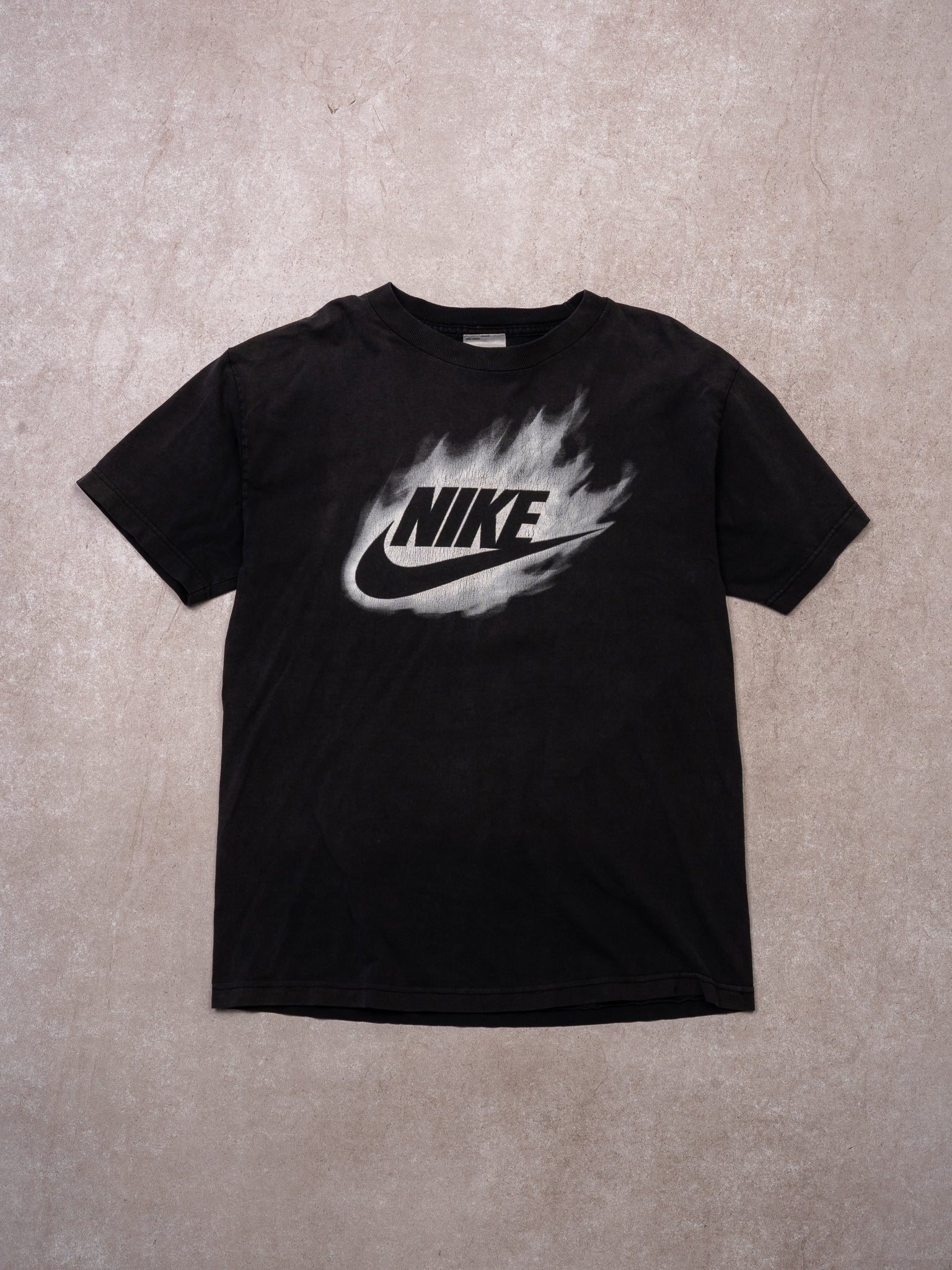 Vintage Y2K Nike White Flame Swoosh Tee (S)