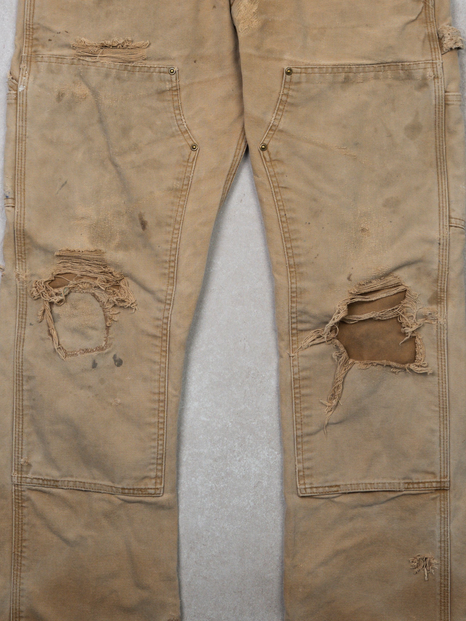 Vintage Rugged Beige Relax Fit Double Knee Carhartt Pants (36 x 30)