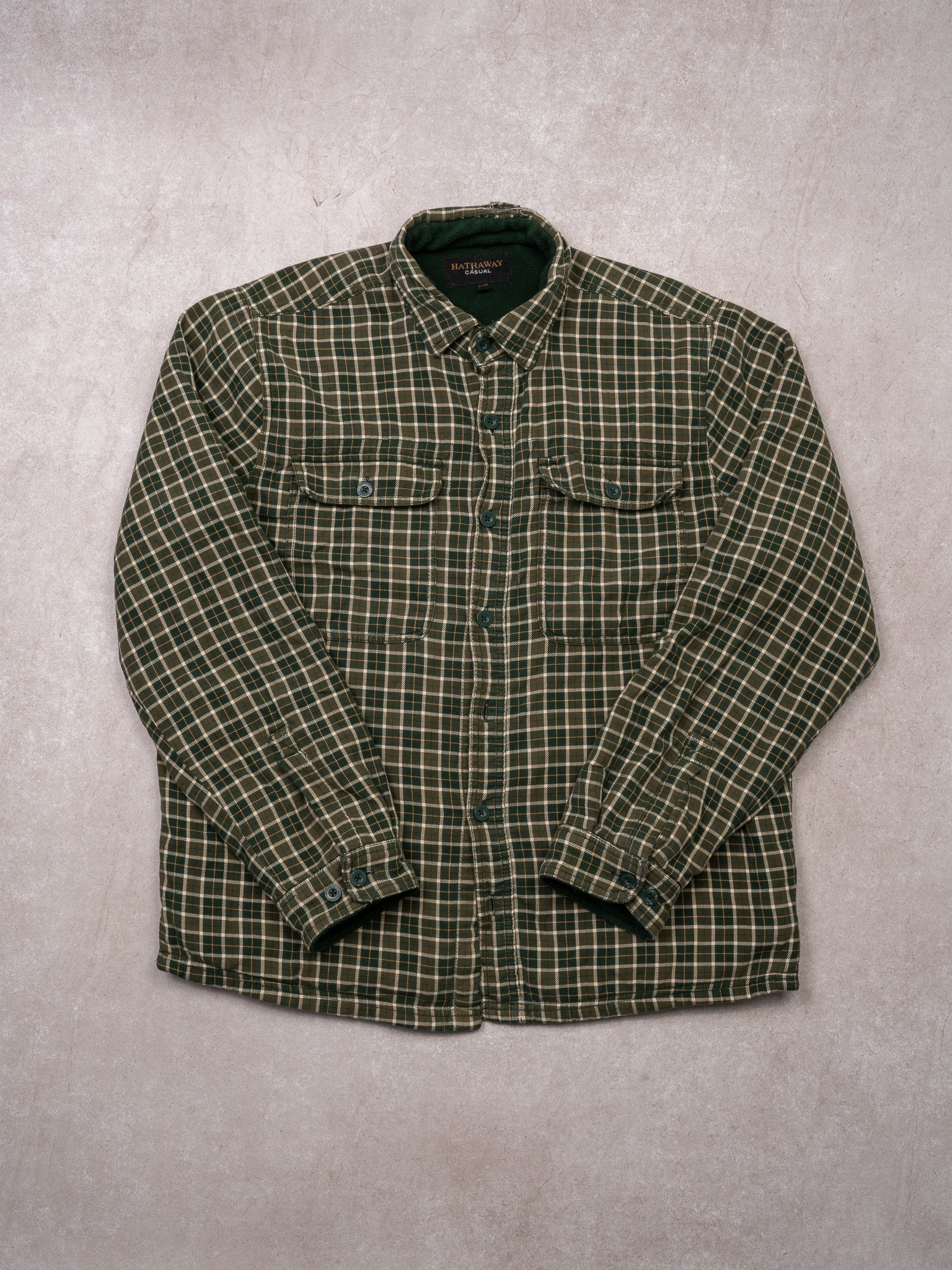 VIntage Green + Beige Flannel Hathaway Lined Jacket (M/L)