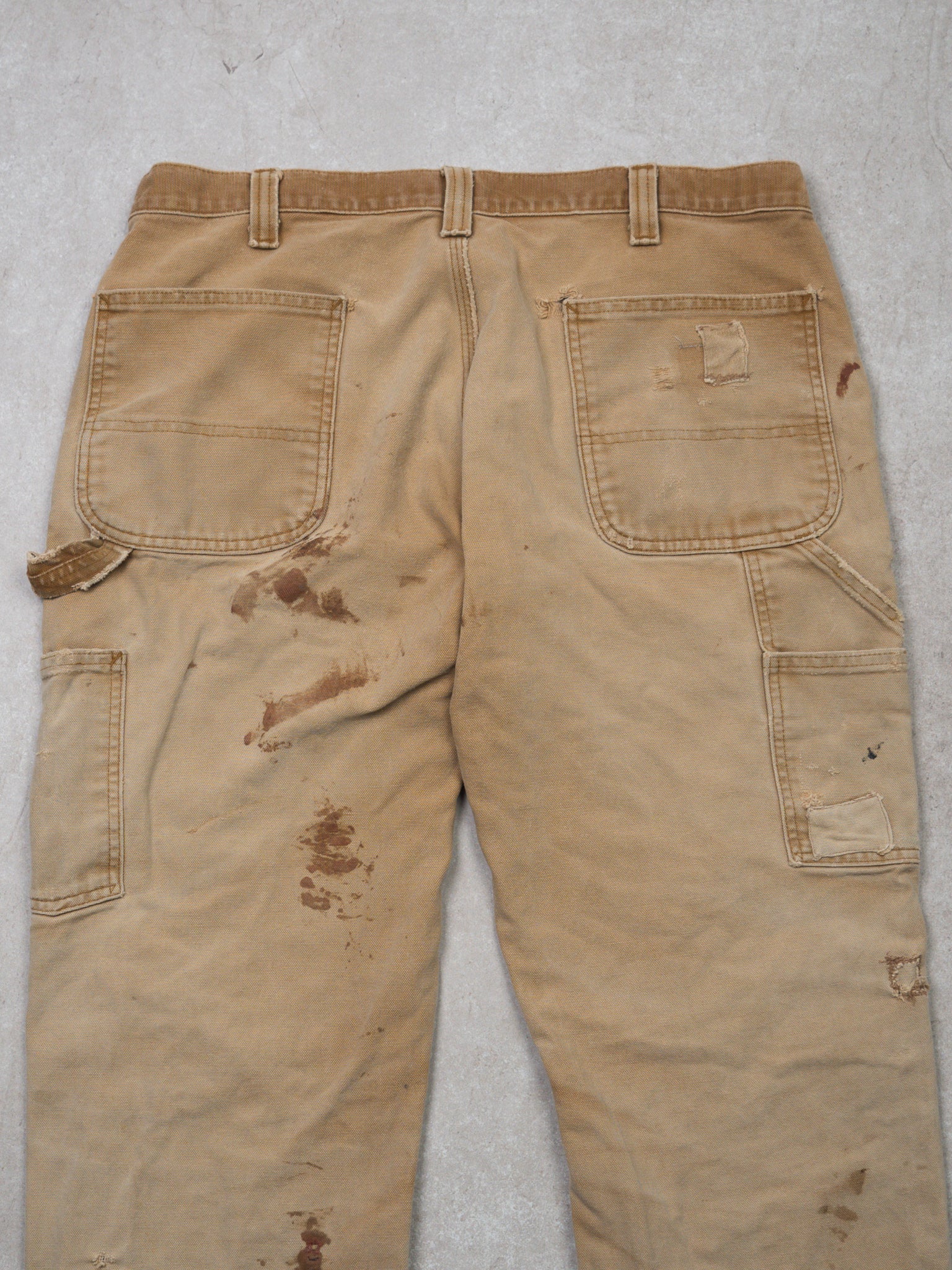 Vintage Rugged Beige Relax Fit Double Knee Carhartt Pants (36 x 30)