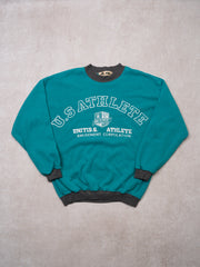 Vintage 70s Aqua + Grey U.S Athlete Crewneck (L)