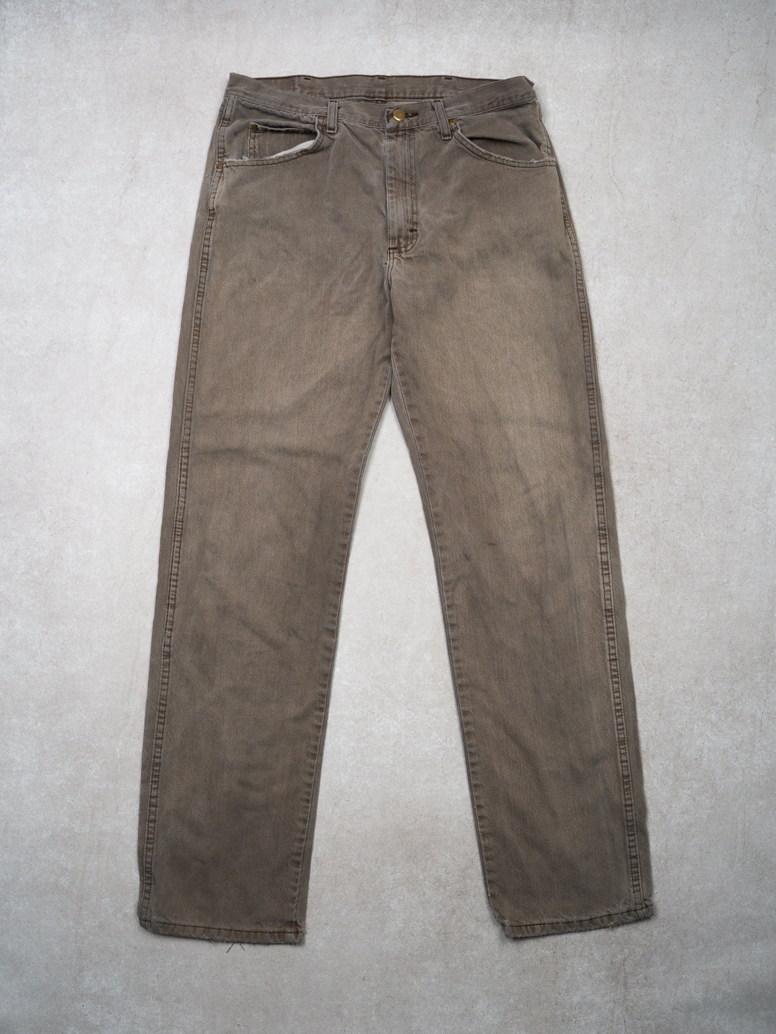 Vintage Washed Light Brown Wrangler Jeans (34 x 34)